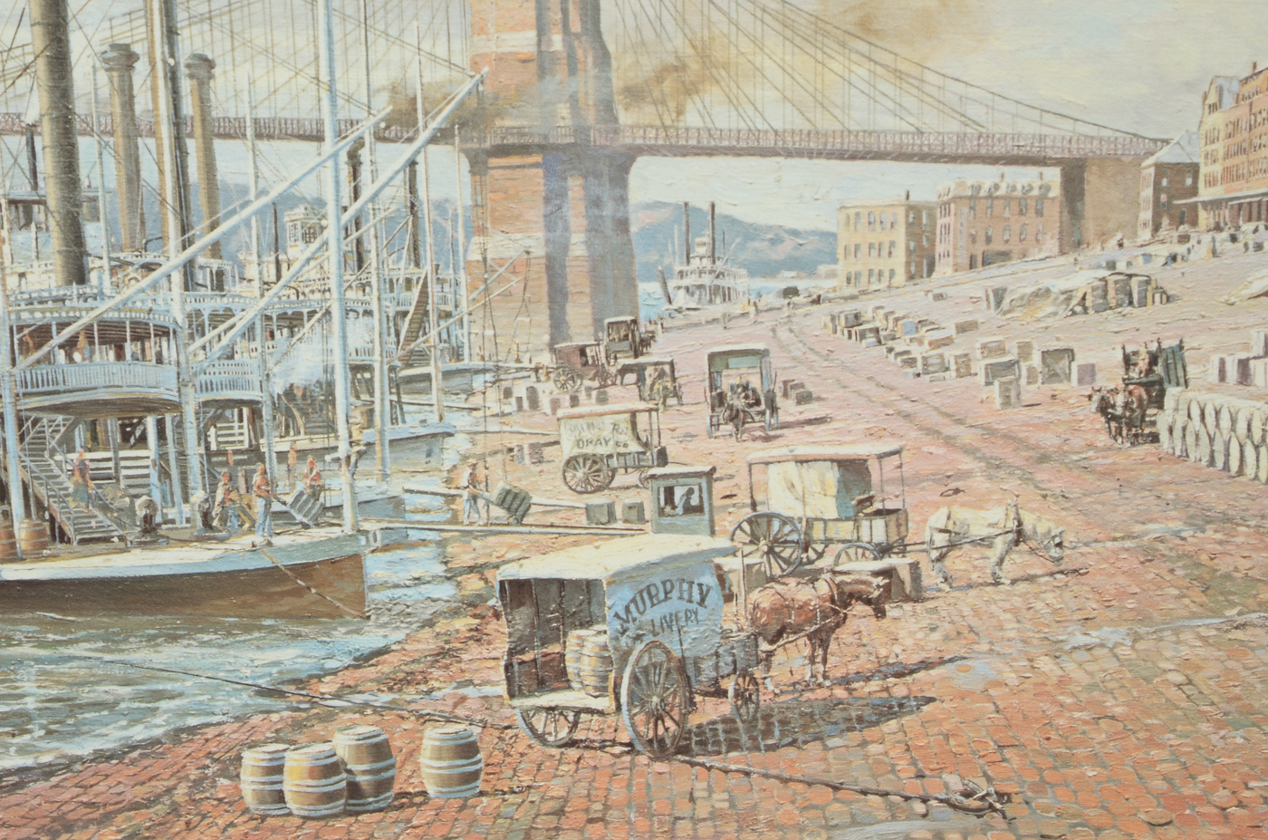 Michael Blaser Signed Limited Edition Offset Lithograph "The Public Landing, Cincinnati 1875"