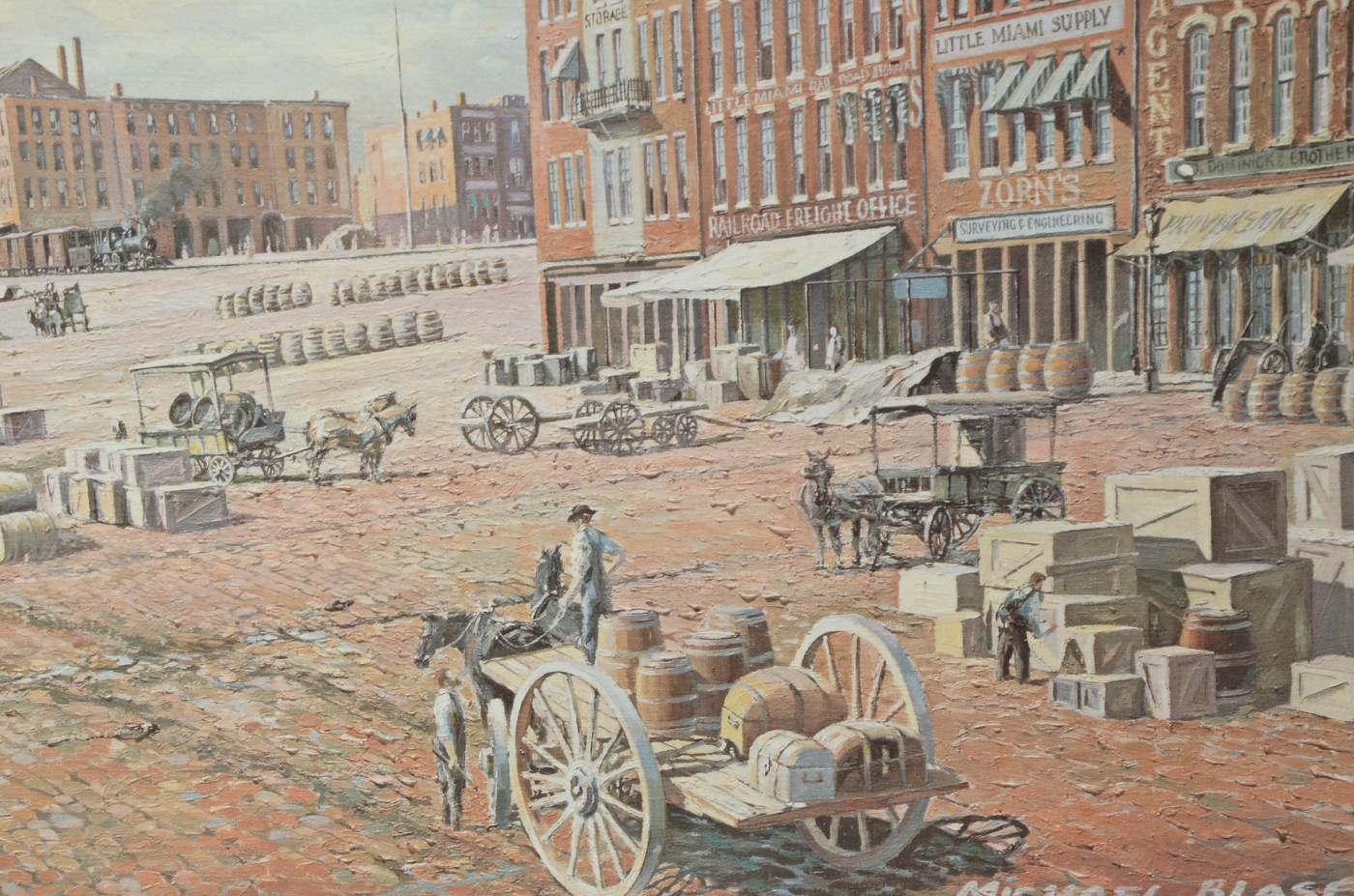 Michael Blaser Signed Limited Edition Offset Lithograph "The Public Landing, Cincinnati 1875"