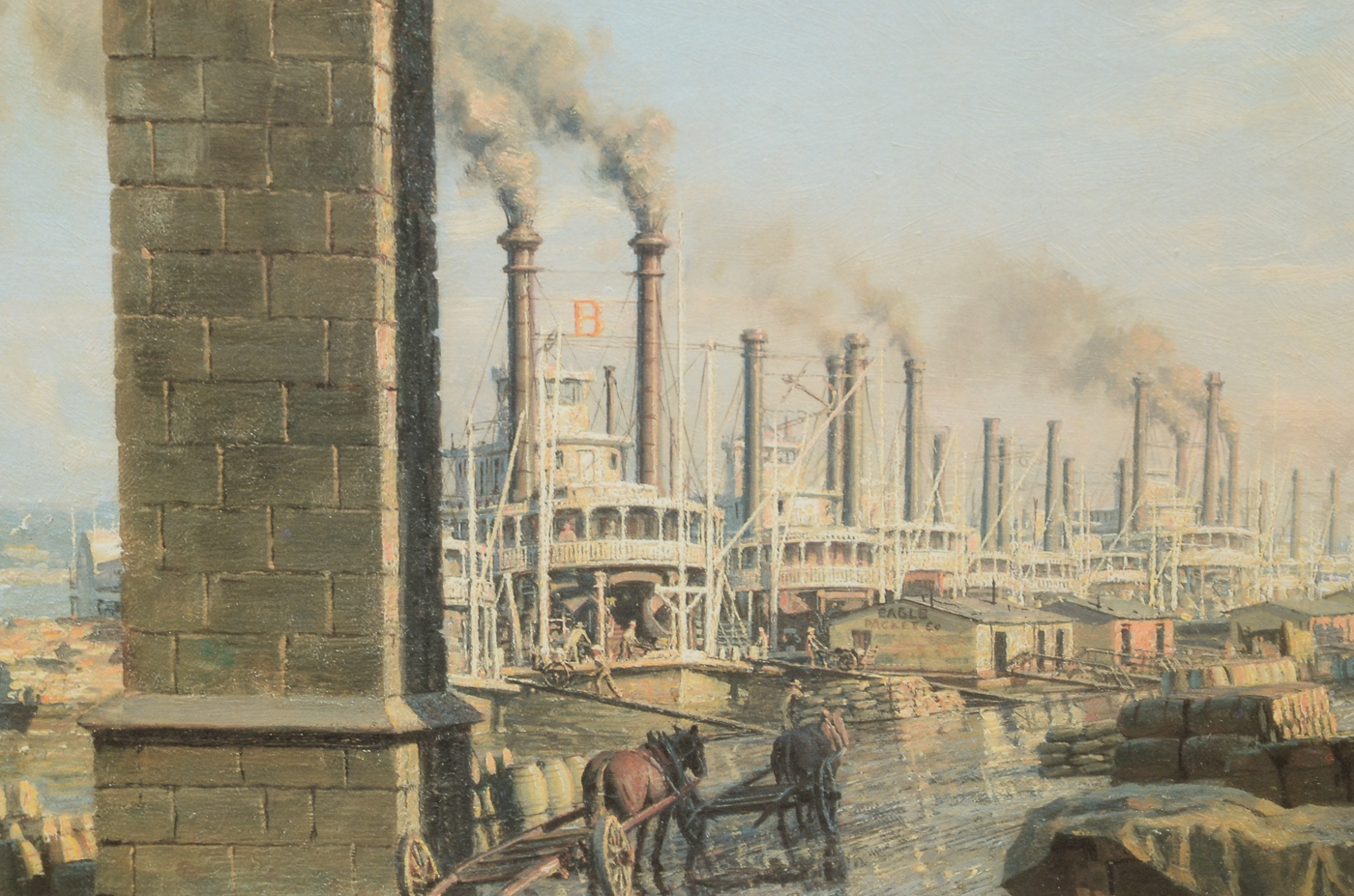 John Stobart Signed Limited Edition Offset Lithograph "St. Louis, A View through the Arches of the Eads Bridge in 1876"