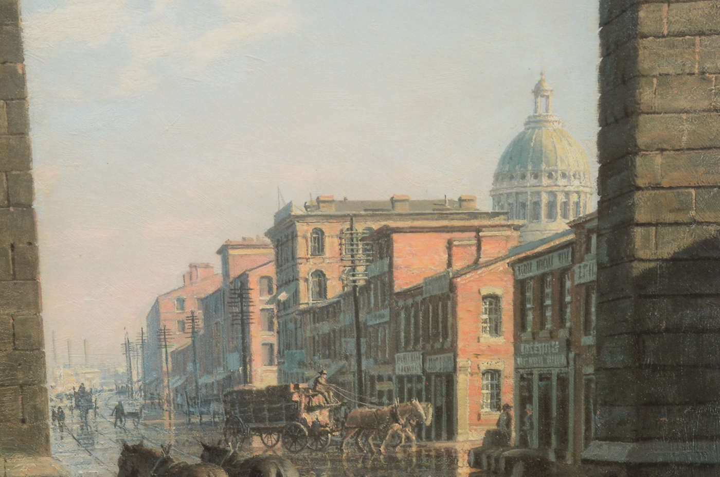 John Stobart Signed Limited Edition Offset Lithograph "St. Louis, A View through the Arches of the Eads Bridge in 1876"