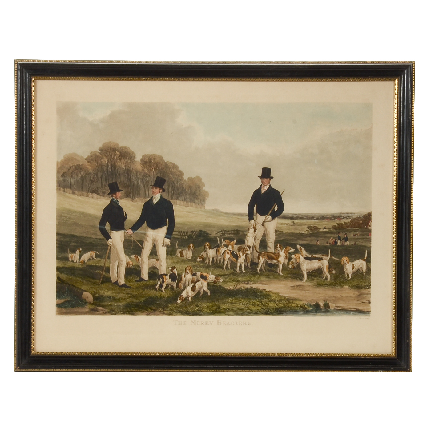 Hand-Colored Aquatint Etching after Henry Hall "The Merry Beaglers"