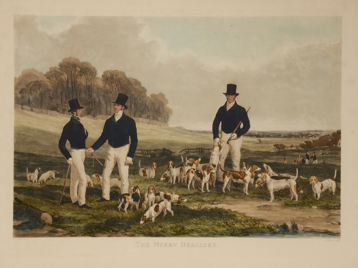 Hand-Colored Aquatint Etching after Henry Hall "The Merry Beaglers"