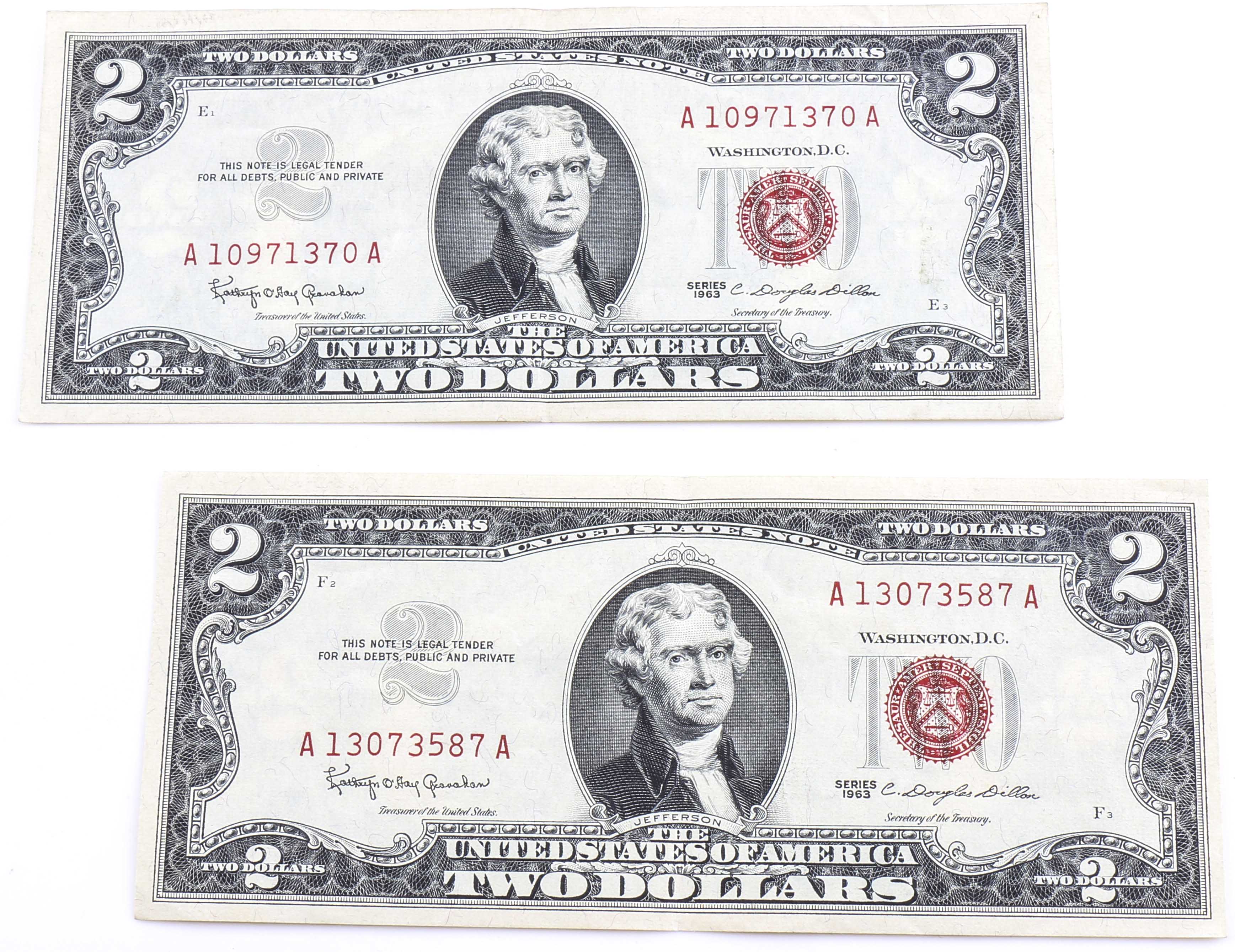 Twenty-Four Vintage Two Dollar Legal Tender Notes