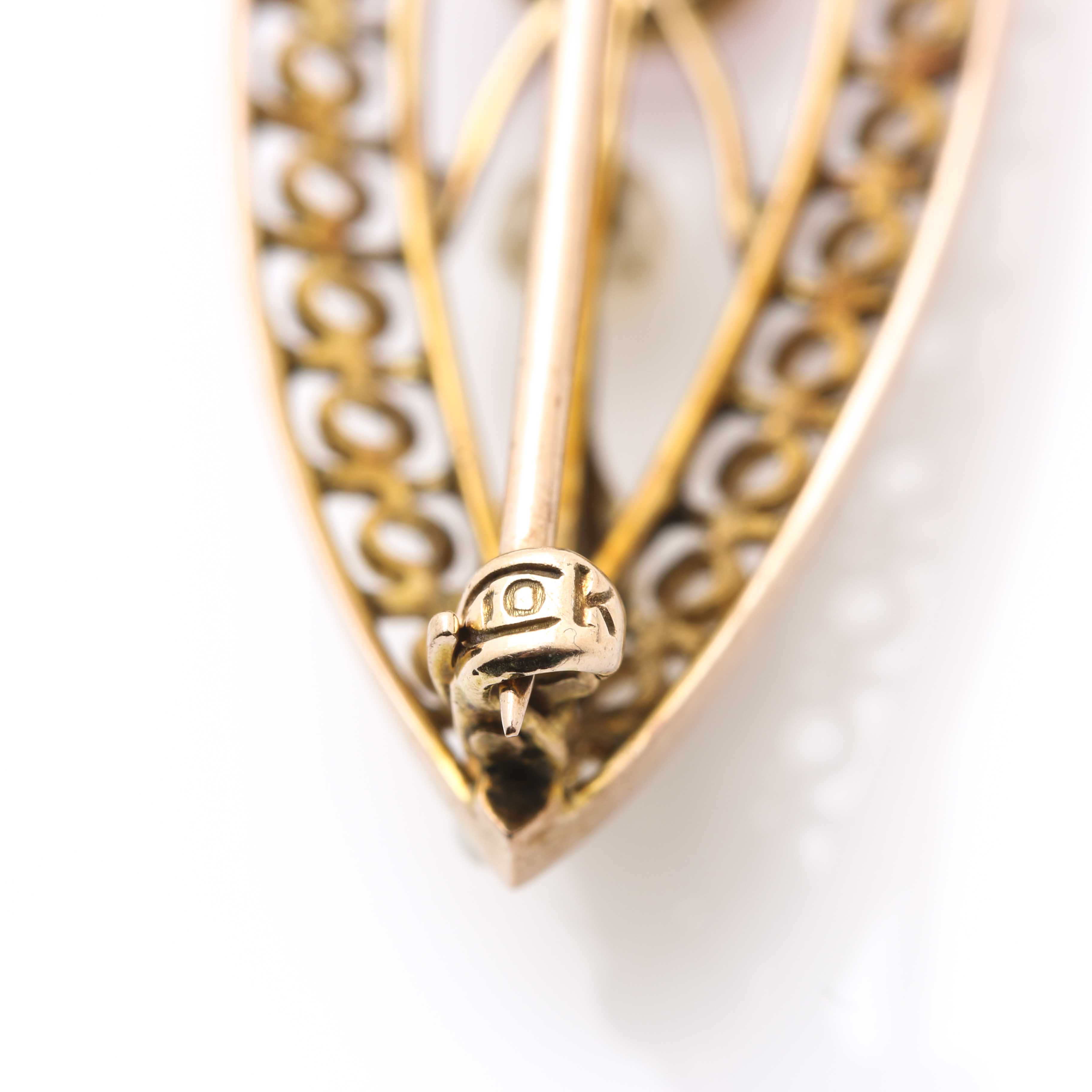 10K Yellow Gold Antique and Vintage Pins With Gemstones