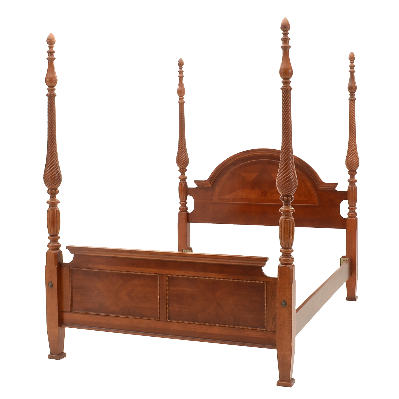 Colonial Style Inlaid Queen Tall Post Bed