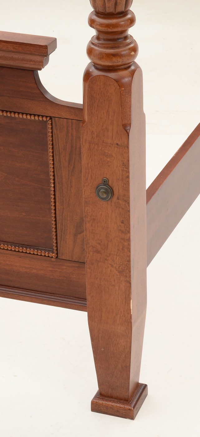 Colonial Style Inlaid Queen Tall Post Bed