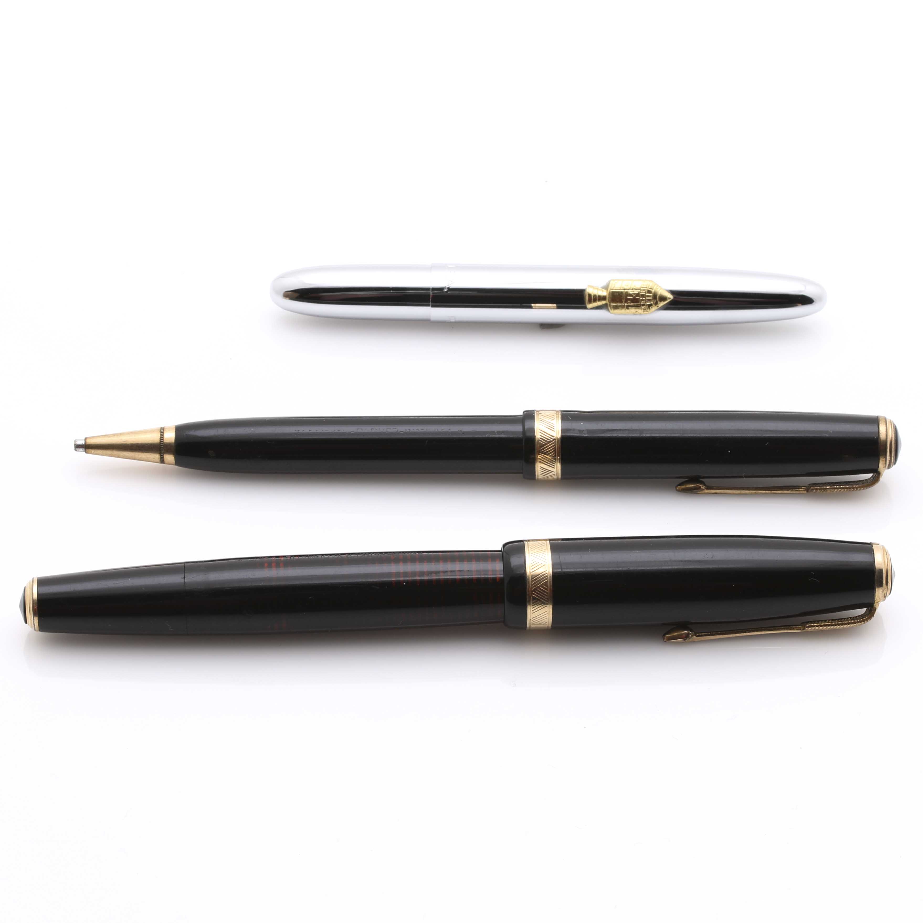 Vintage Belt Buckles and Pens Including Parker