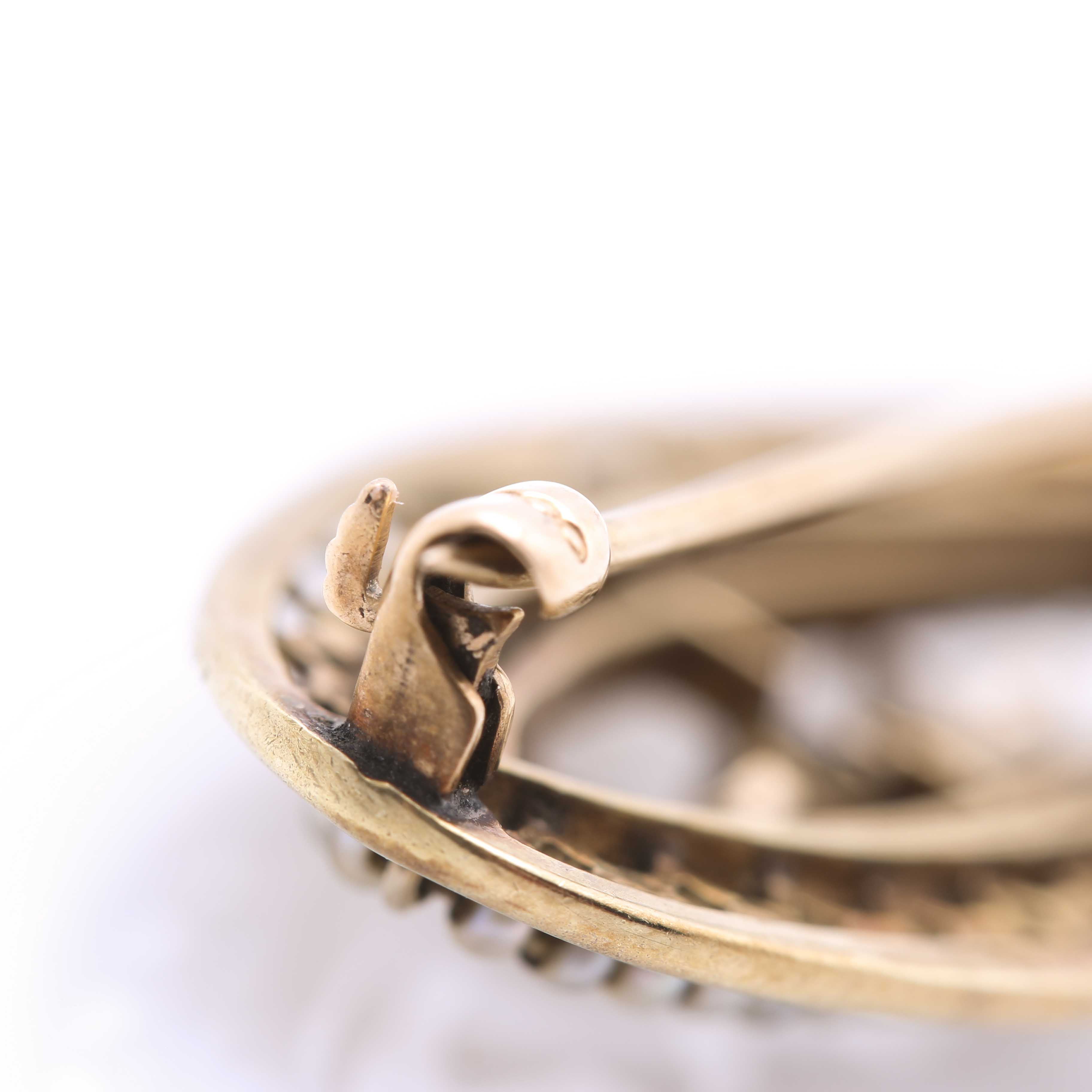 Antique 14K Yellow Gold Diamond and Pearl Pin