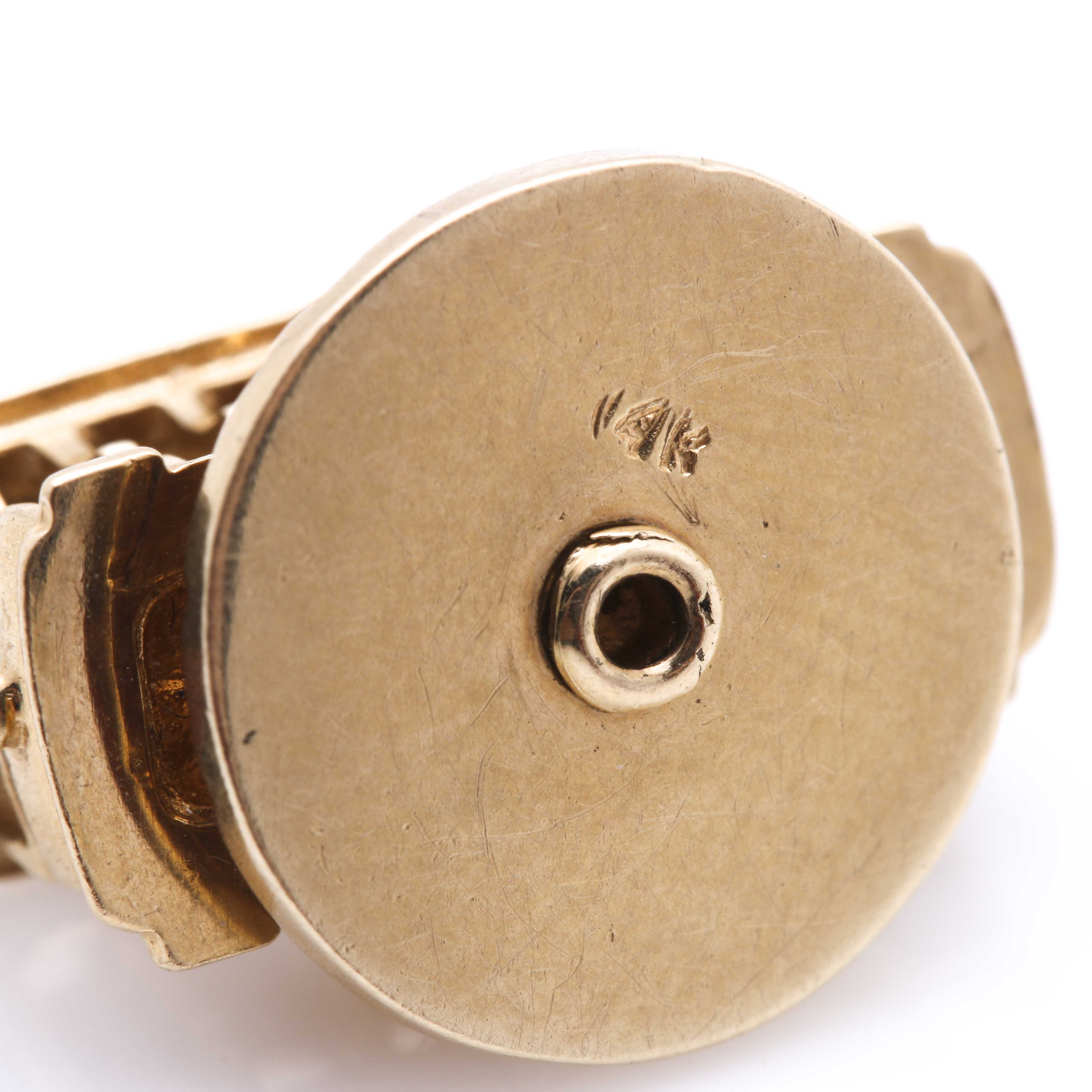 14K Yellow Gold Trolley Car Charm and Opal Stick Pin