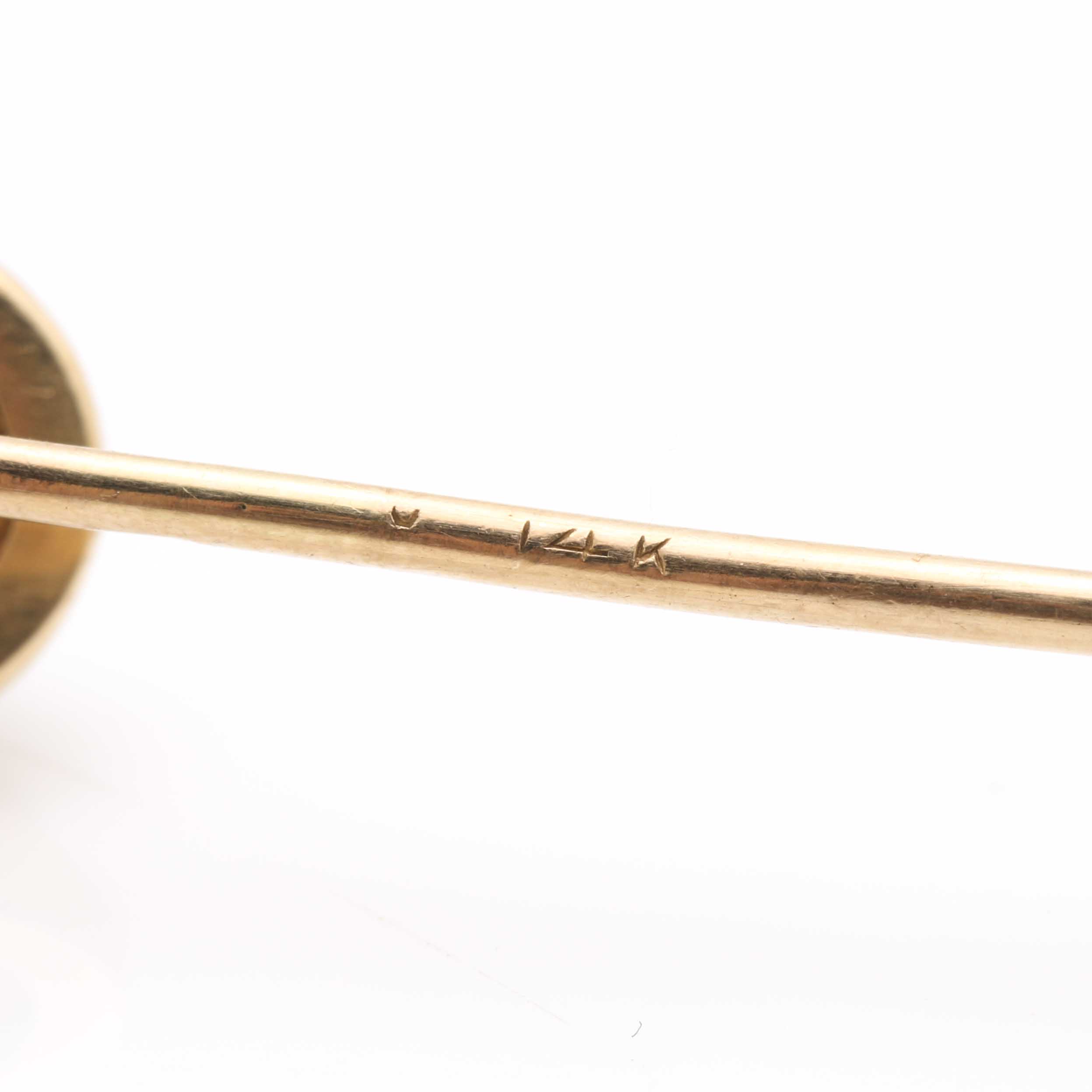 14K Yellow Gold Trolley Car Charm and Opal Stick Pin