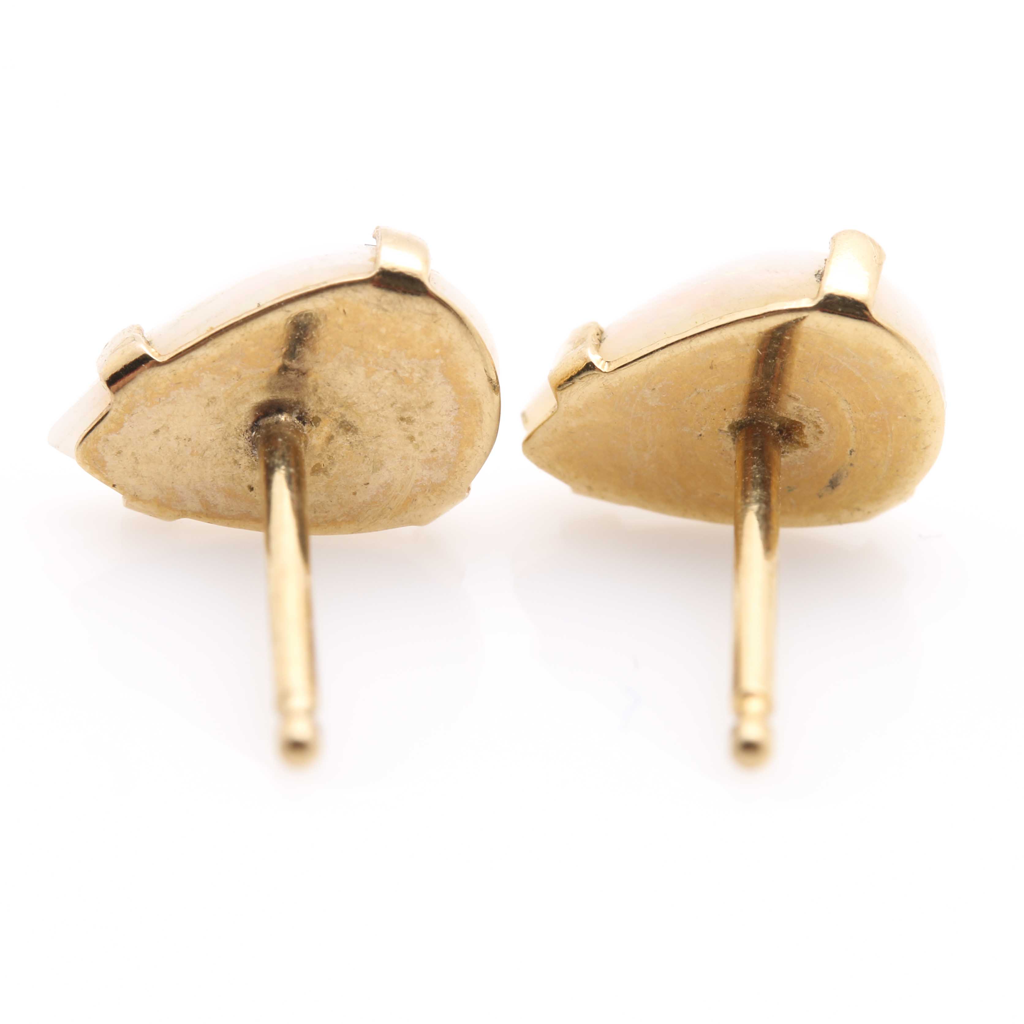 14K Yellow Gold Hoop Earrings and Opal Stud Earrings