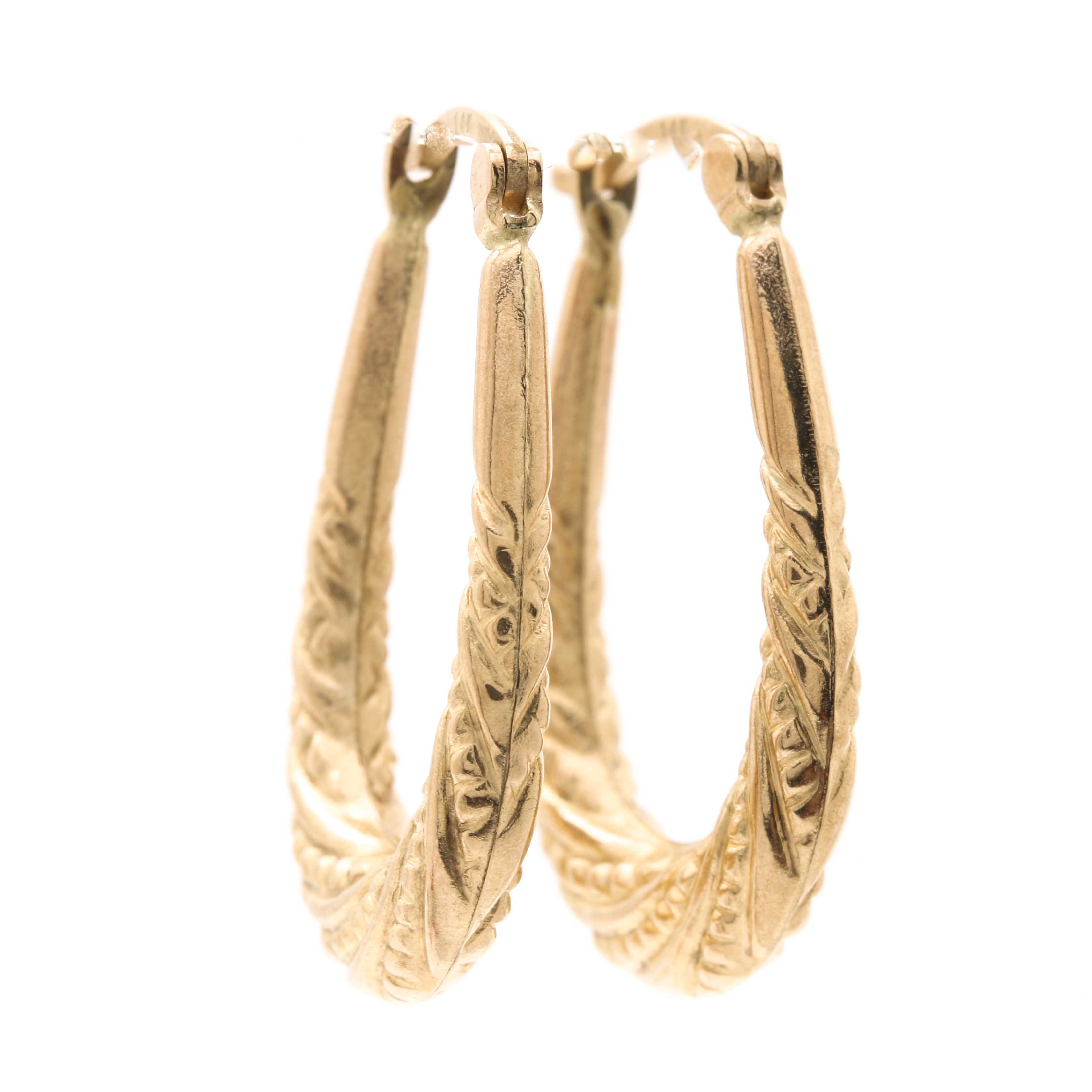 14K Yellow Gold Hoop Earrings and Opal Stud Earrings