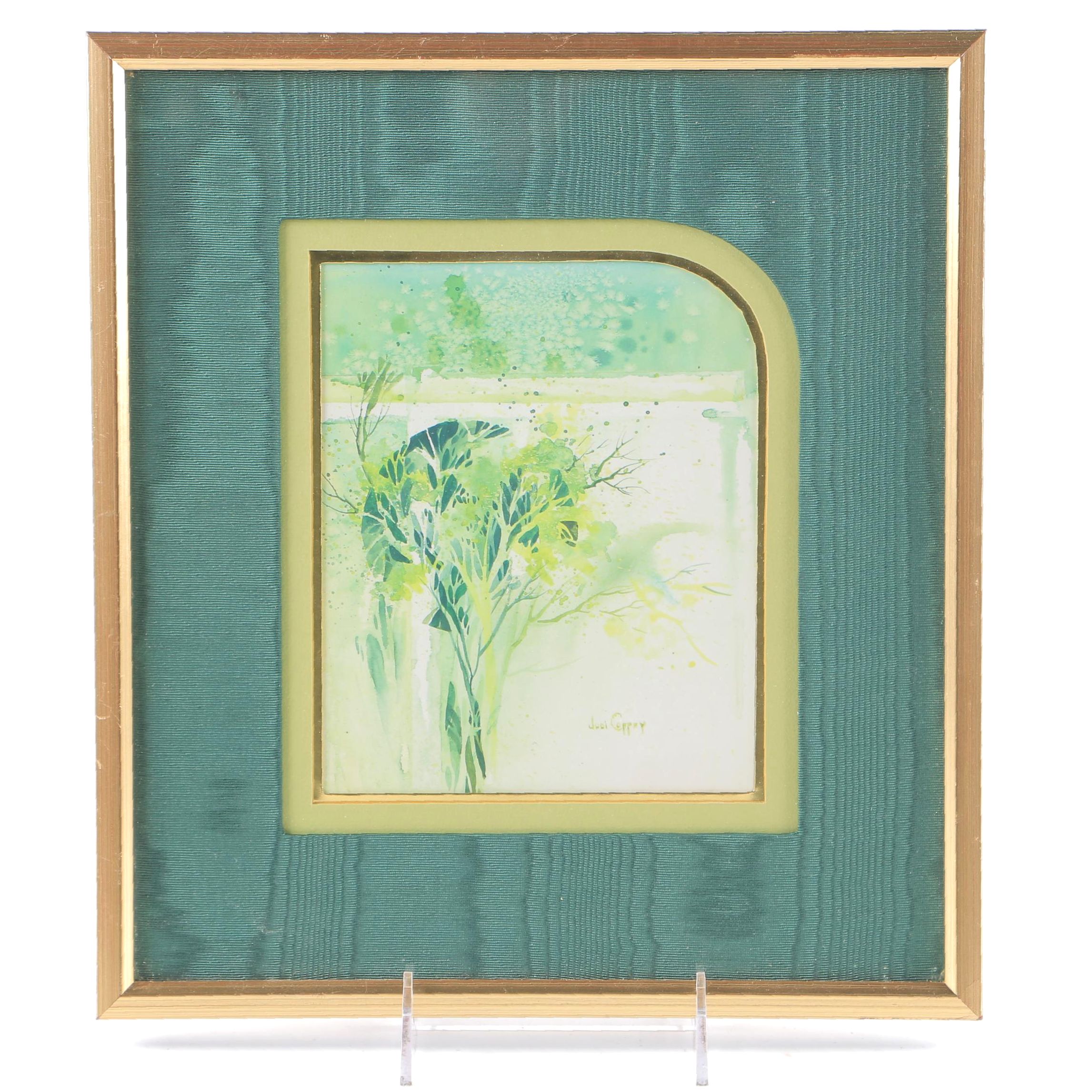 Judi Coffey Watercolor on Paper of an Abstract Still Life