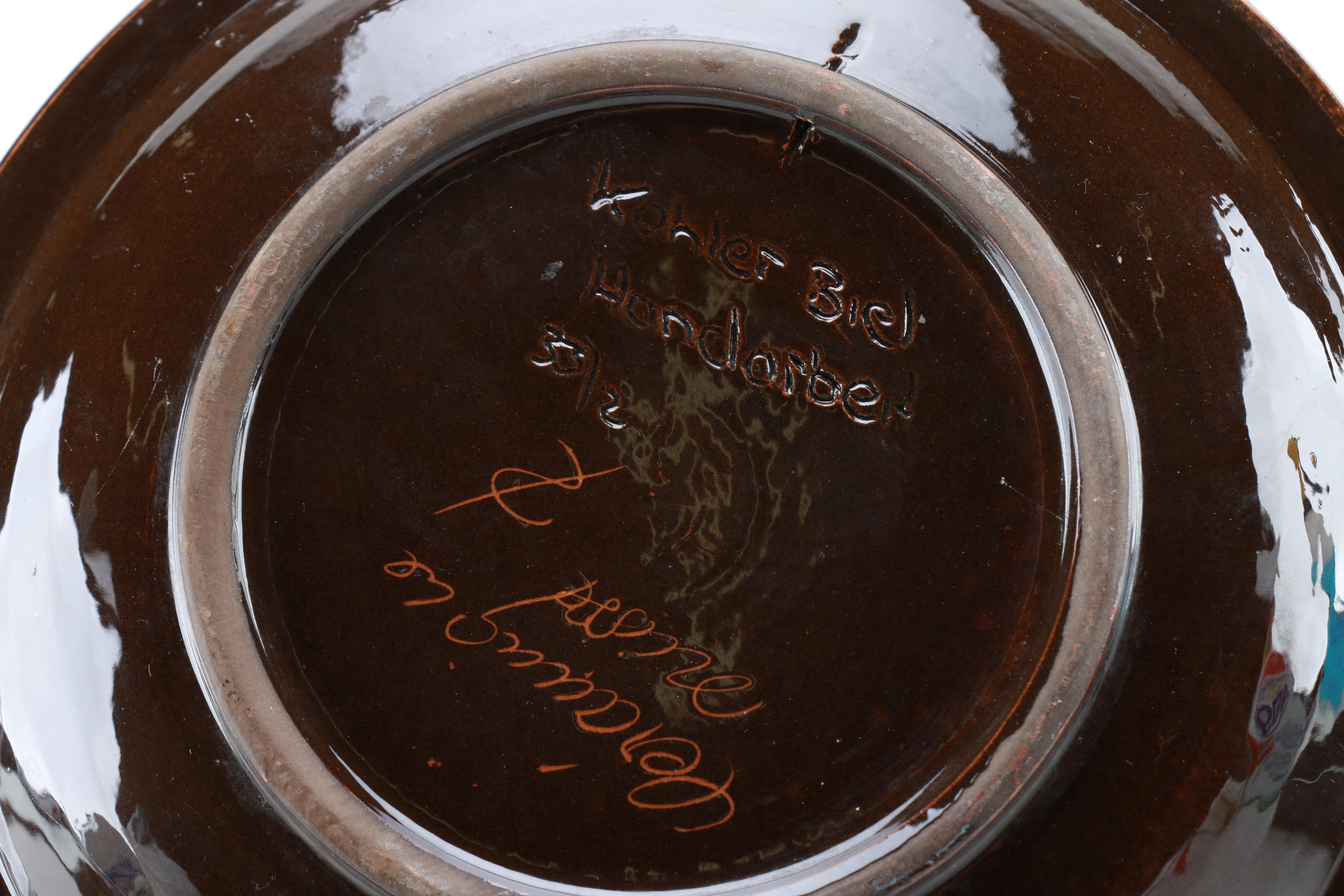 Hugo Kohler Biel Swiss Art Pottery Platter and Gmundner Keramik Dish