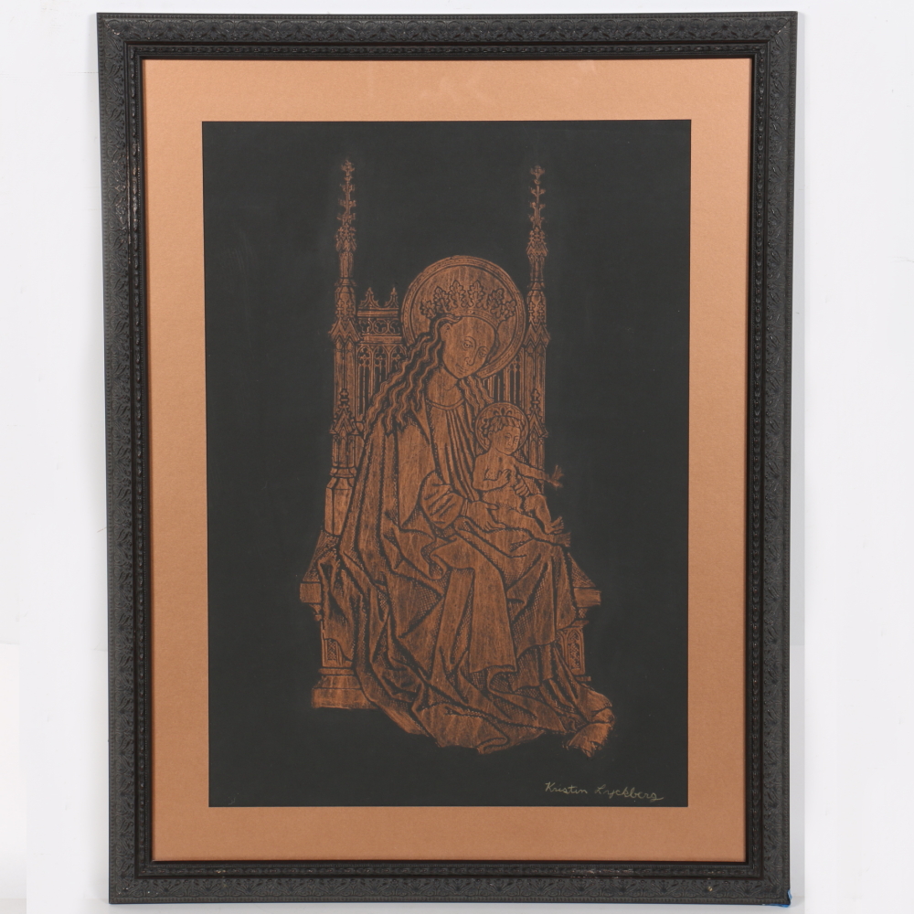 Rubbing on Wove Paper of Mary and Jesus in Temple