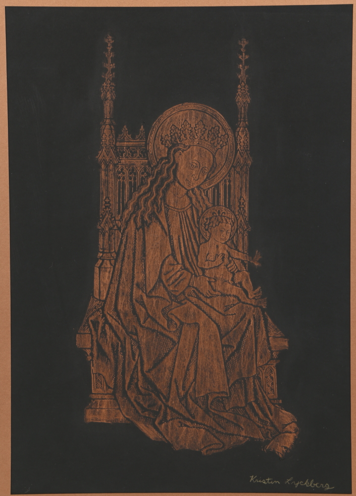 Rubbing on Wove Paper of Mary and Jesus in Temple