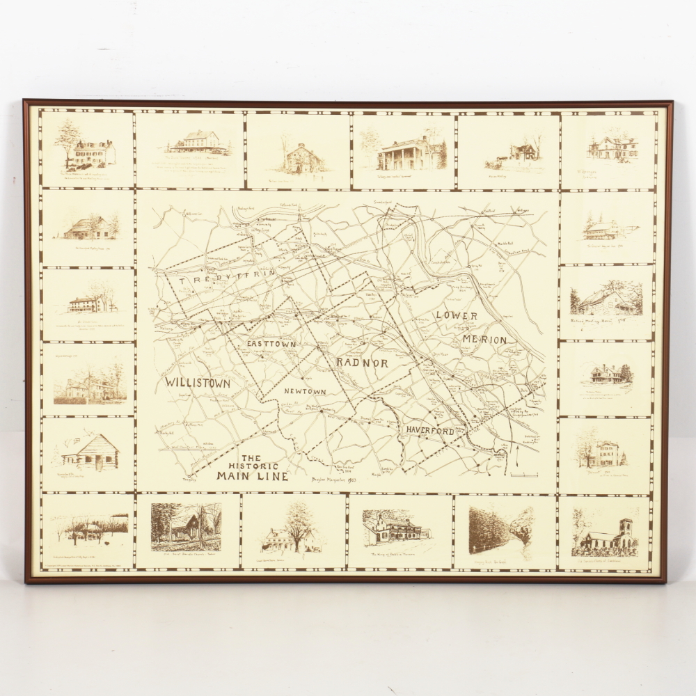 1953 Douglas MacFarlan Map of the Historic Main LIne of Pennsylvania