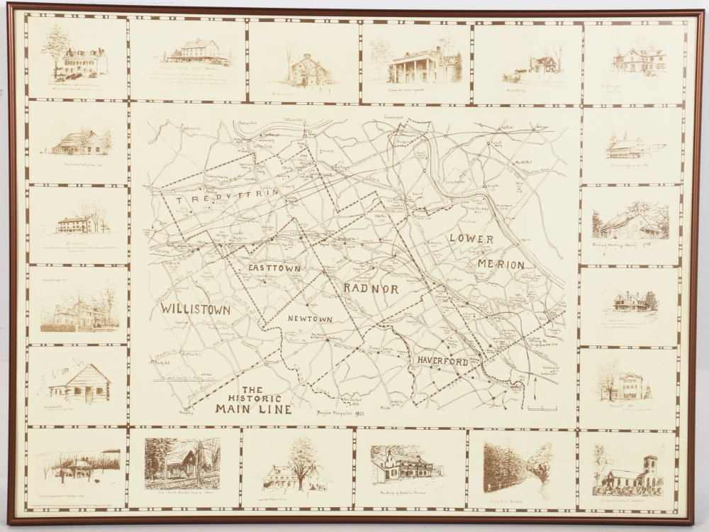 1953 Douglas MacFarlan Map of the Historic Main LIne of Pennsylvania