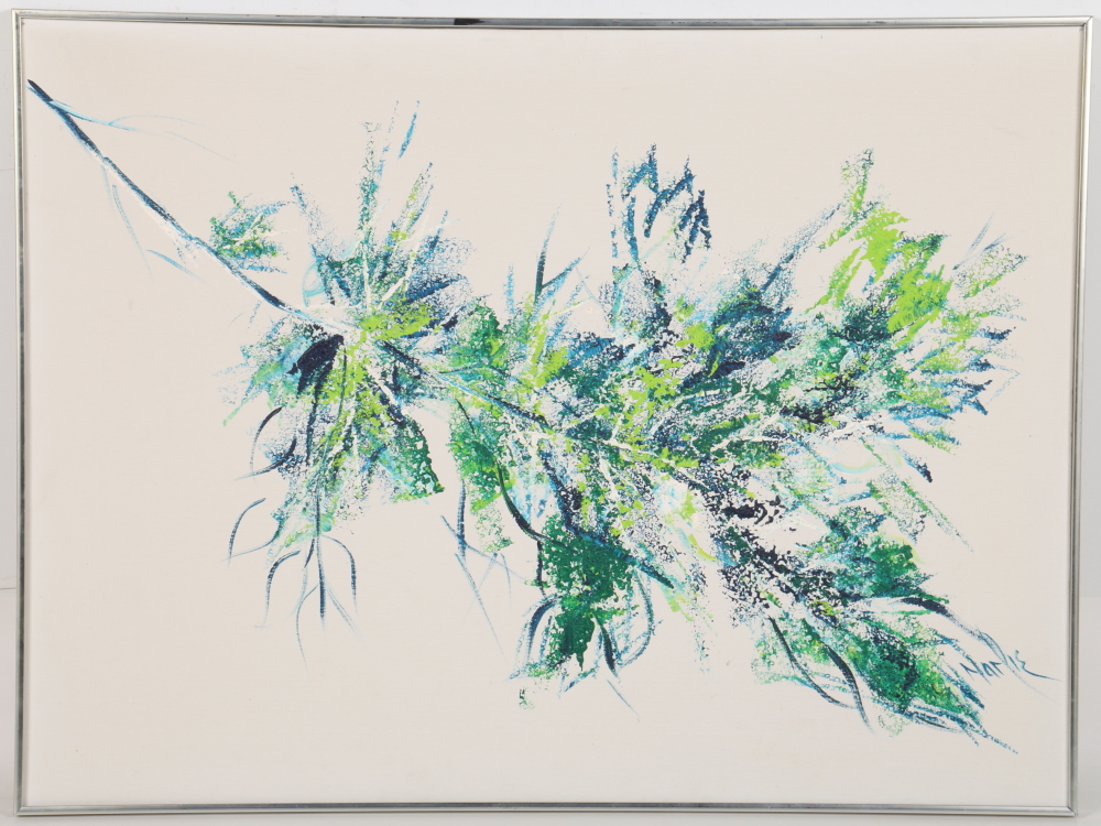 Marie Oil on Canvas Painting Stylized Leaves