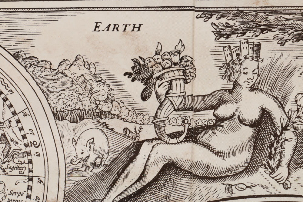 National Geographic Society Contemporary Print of a 17th Century World Map