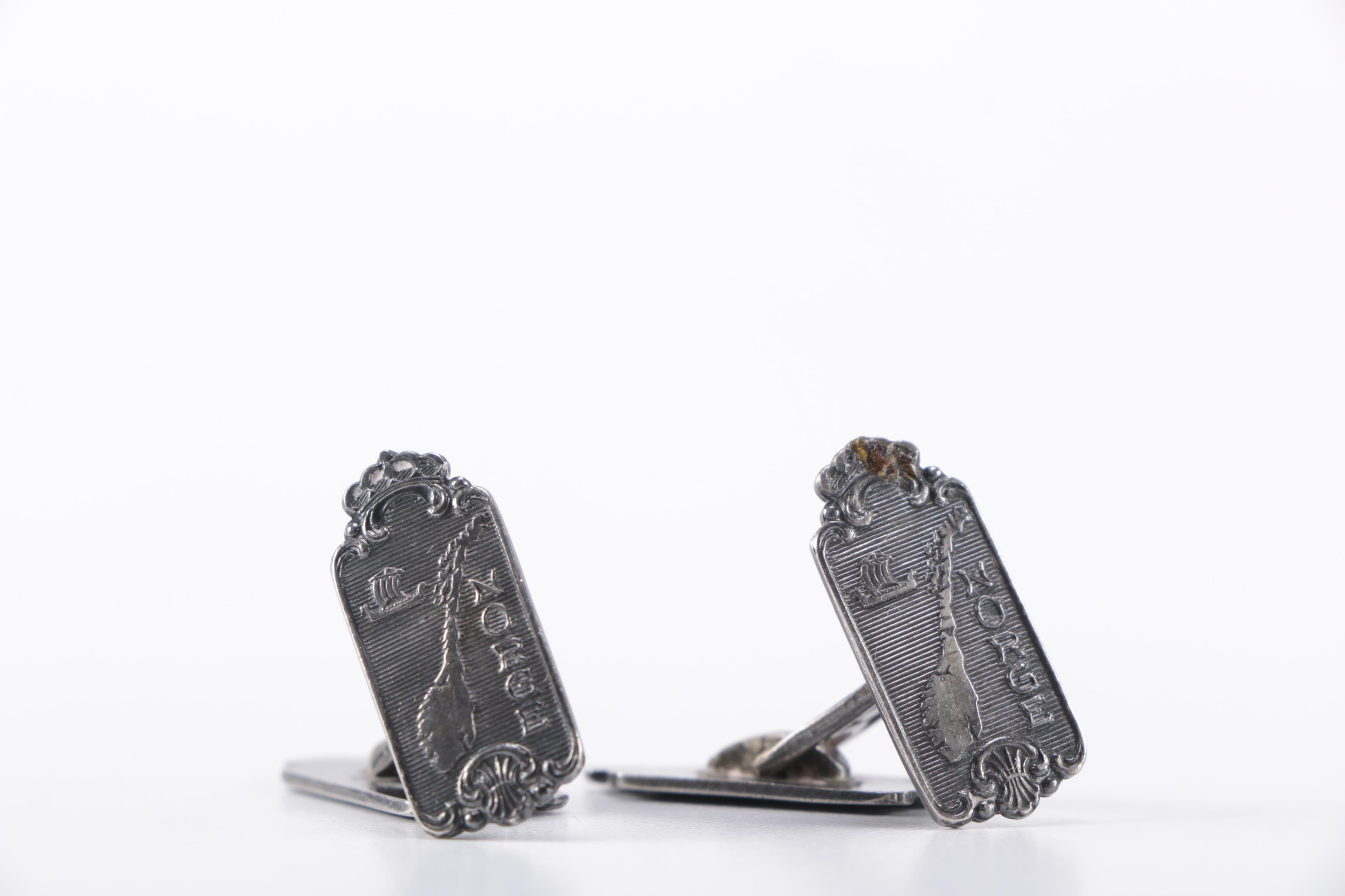 Saethers Gull Norwegian 830 Silver Cufflinks and Wooden Box