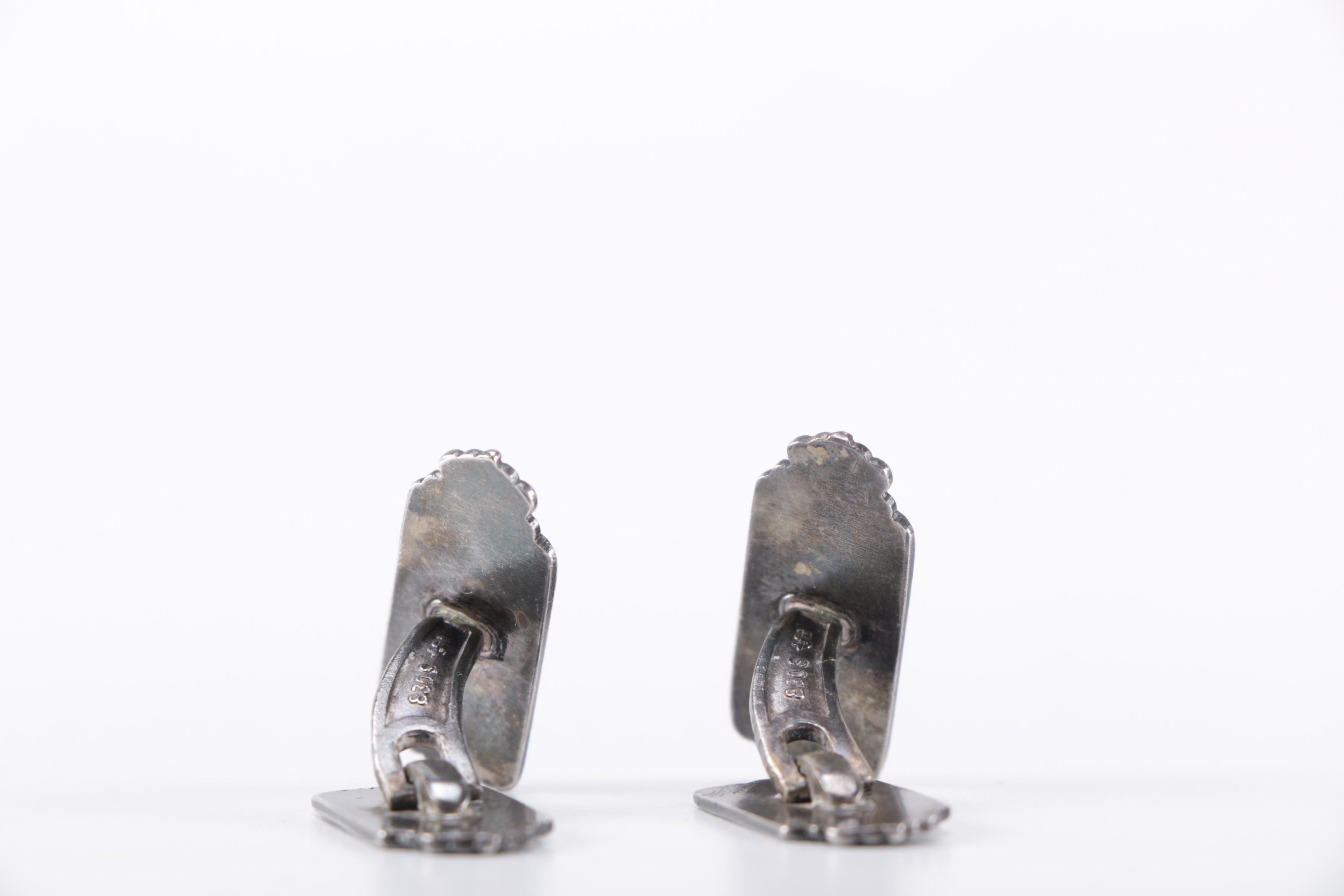 Saethers Gull Norwegian 830 Silver Cufflinks and Wooden Box