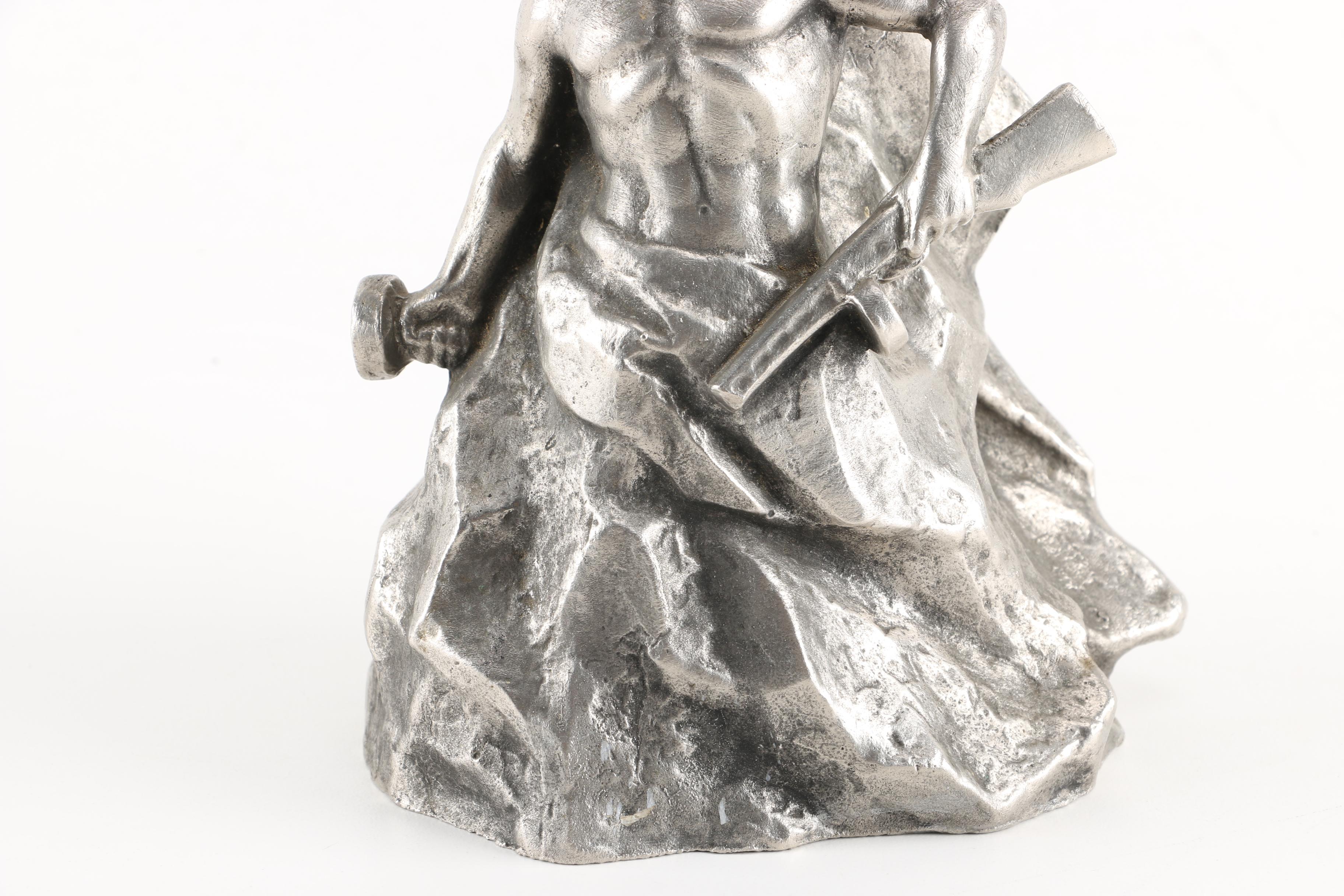 Socialist Realist Cast Metal Sculpture