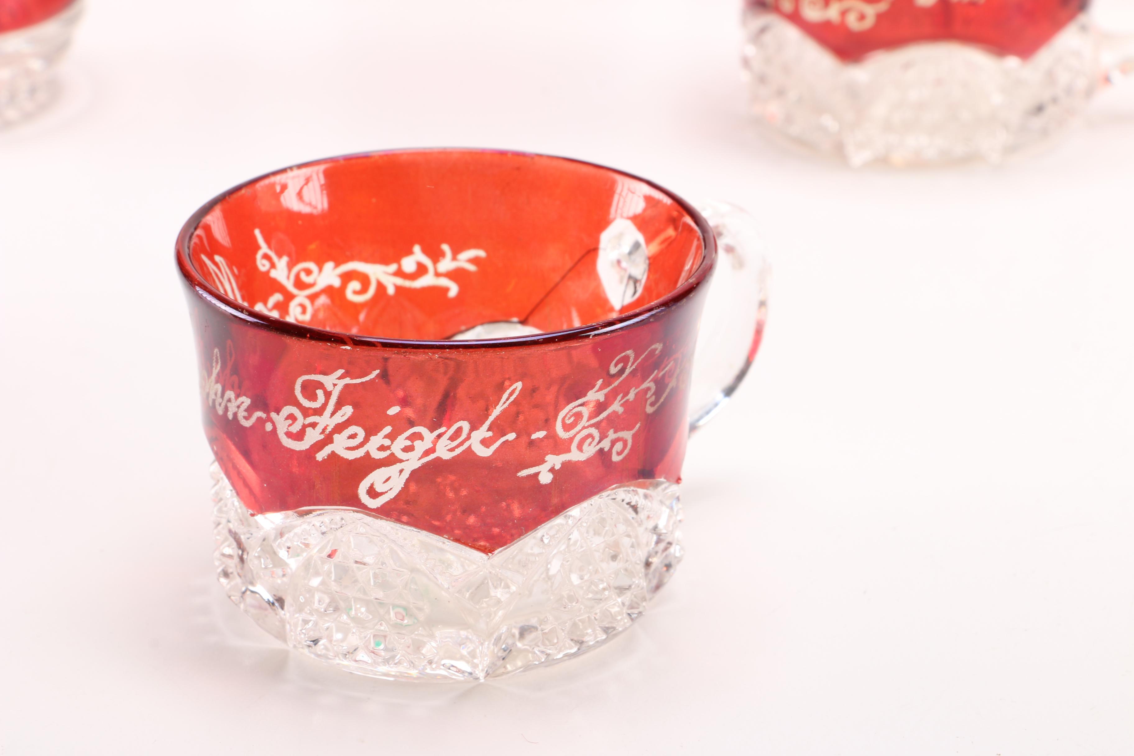 Flashed Ruby Crystal and Glass Cups