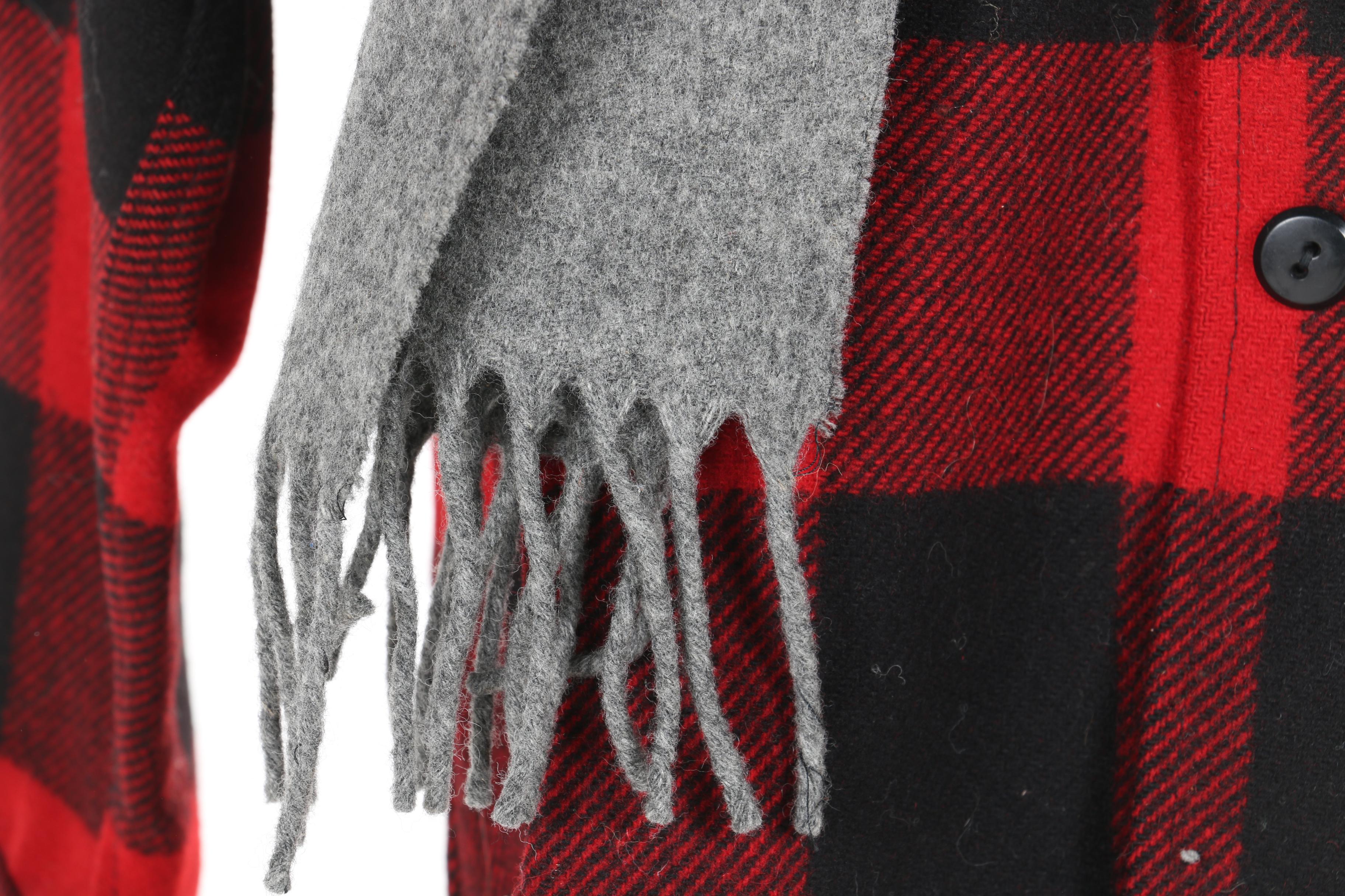 Pendelton Red and Black Plaid Wool Jacket and Various Scarves