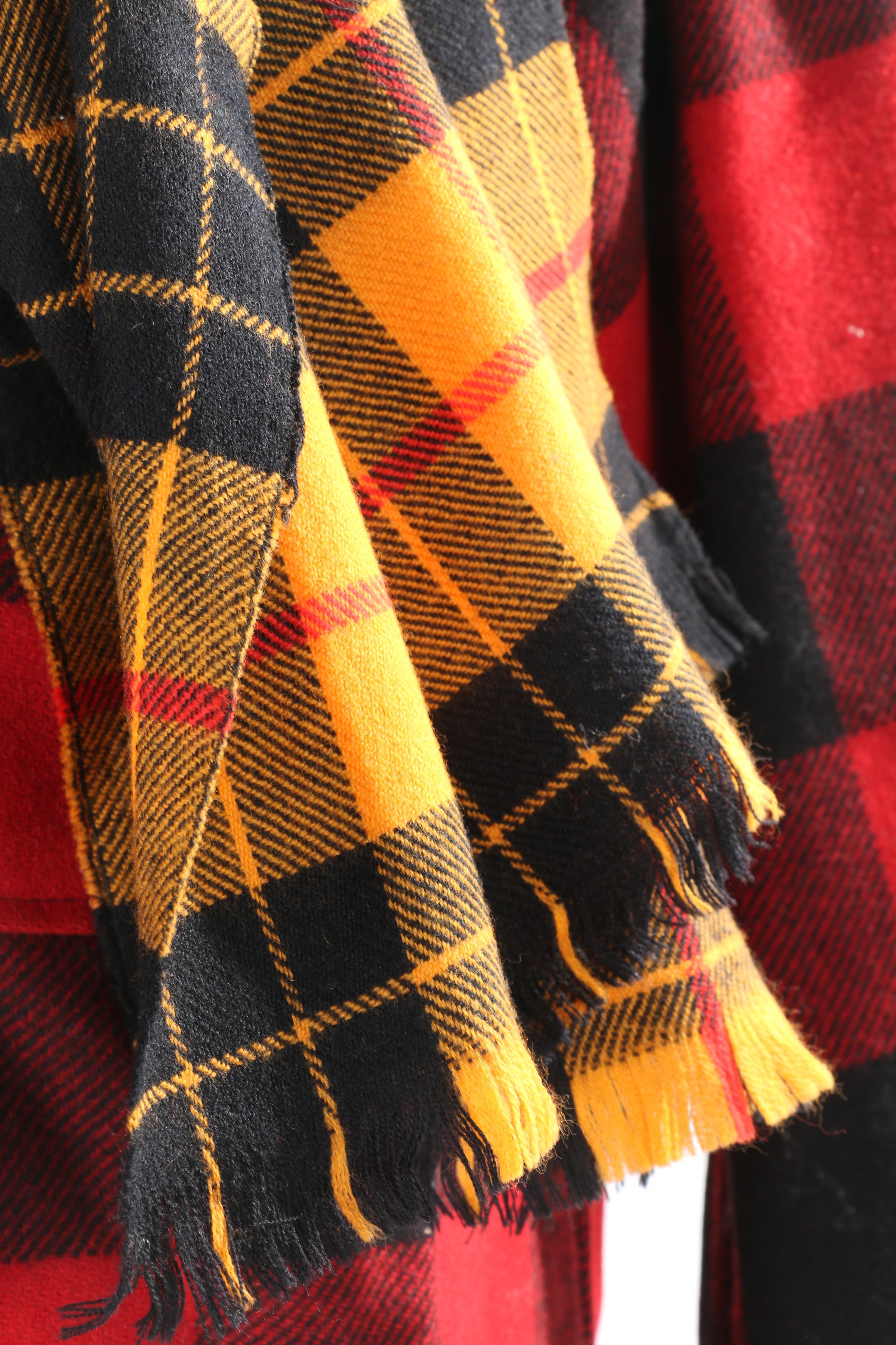 Pendelton Red and Black Plaid Wool Jacket and Various Scarves