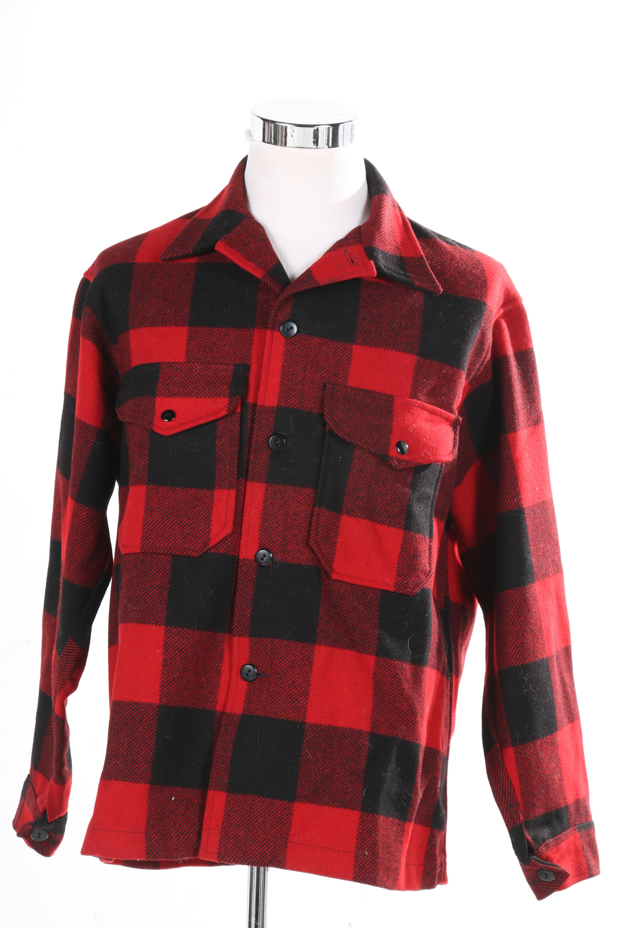 Pendelton Red and Black Plaid Wool Jacket and Various Scarves