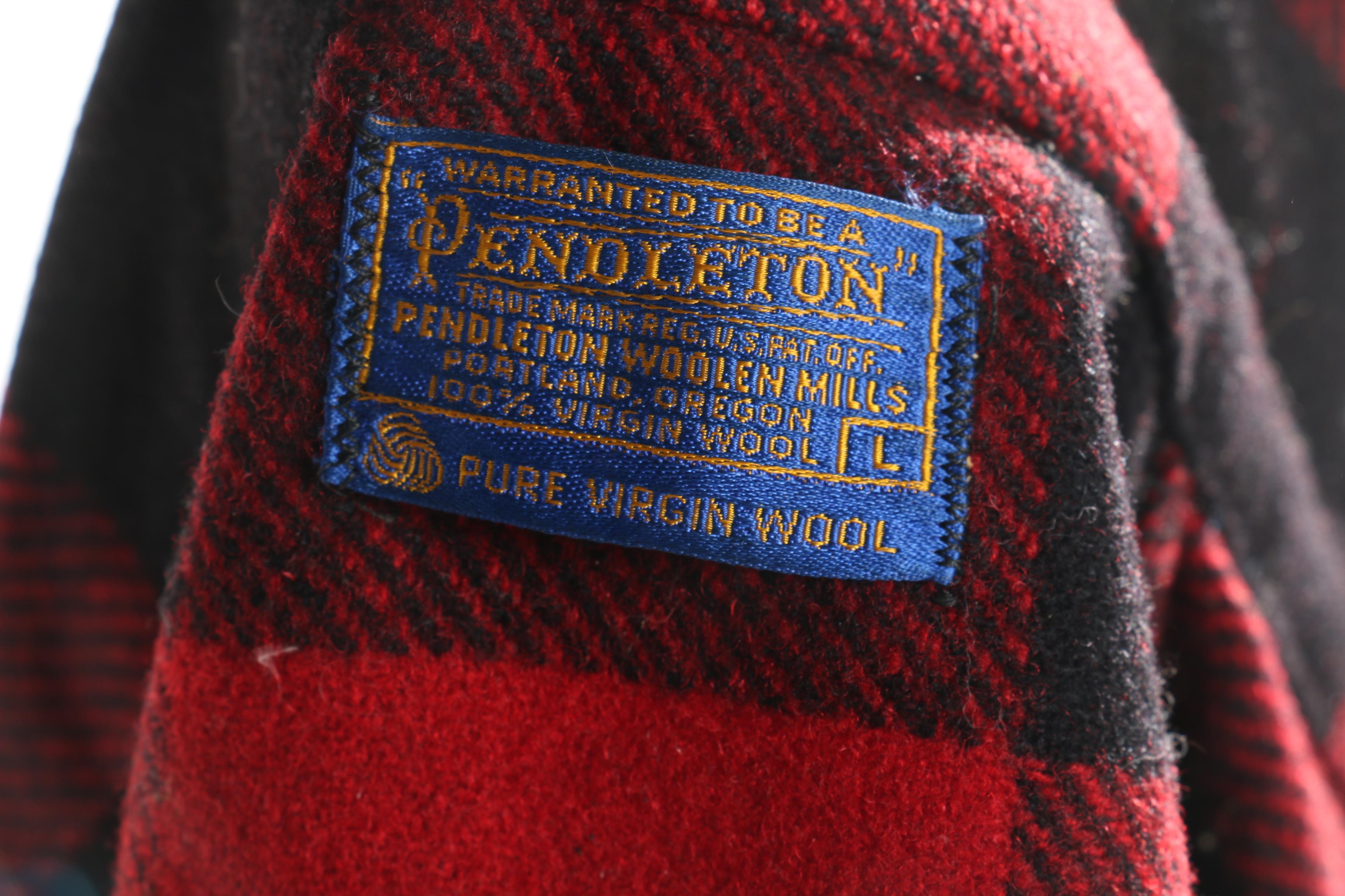 Pendelton Red and Black Plaid Wool Jacket and Various Scarves