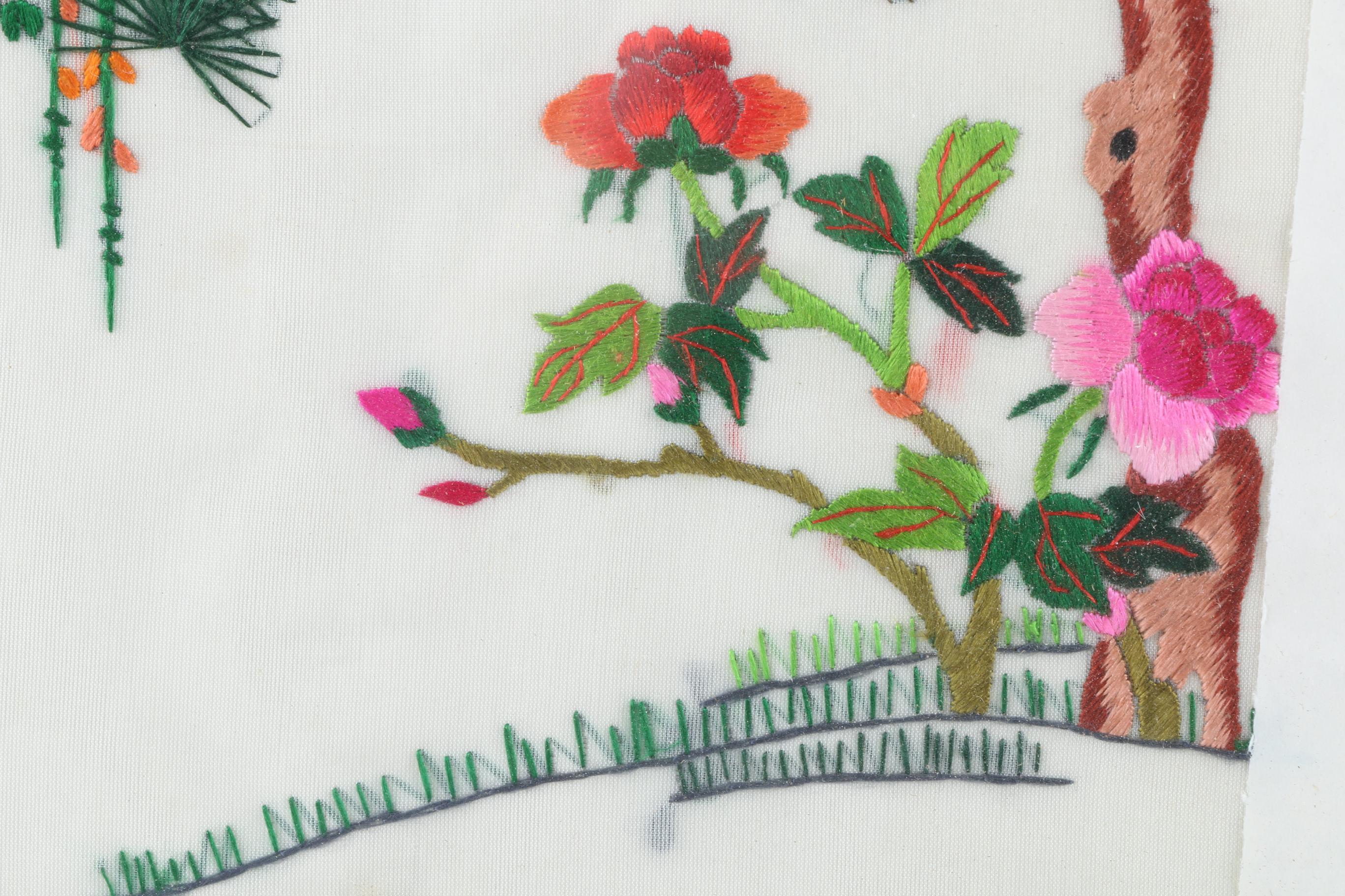 Framed Chinese Peacock Embroidery