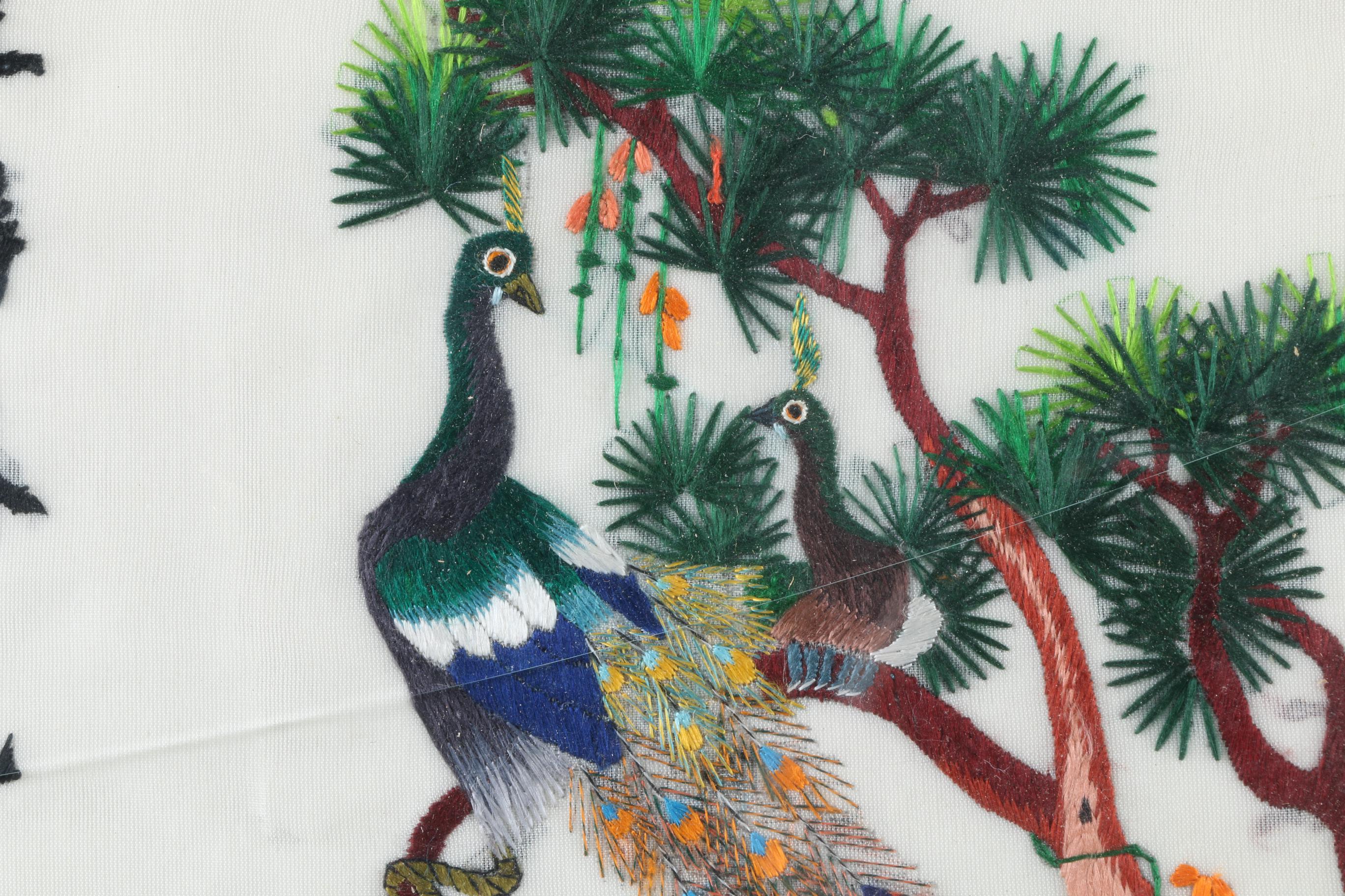 Framed Chinese Peacock Embroidery