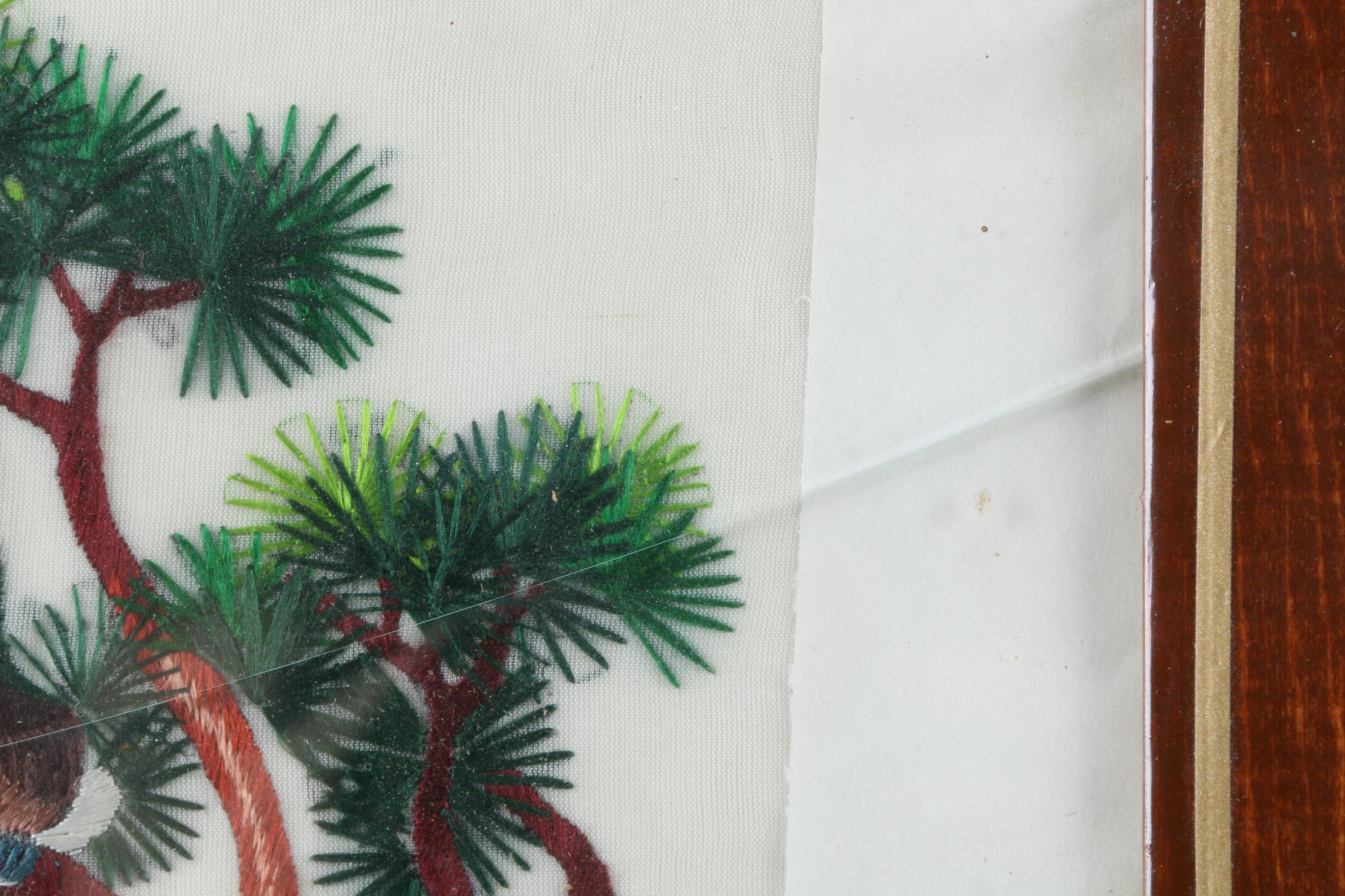 Framed Chinese Peacock Embroidery