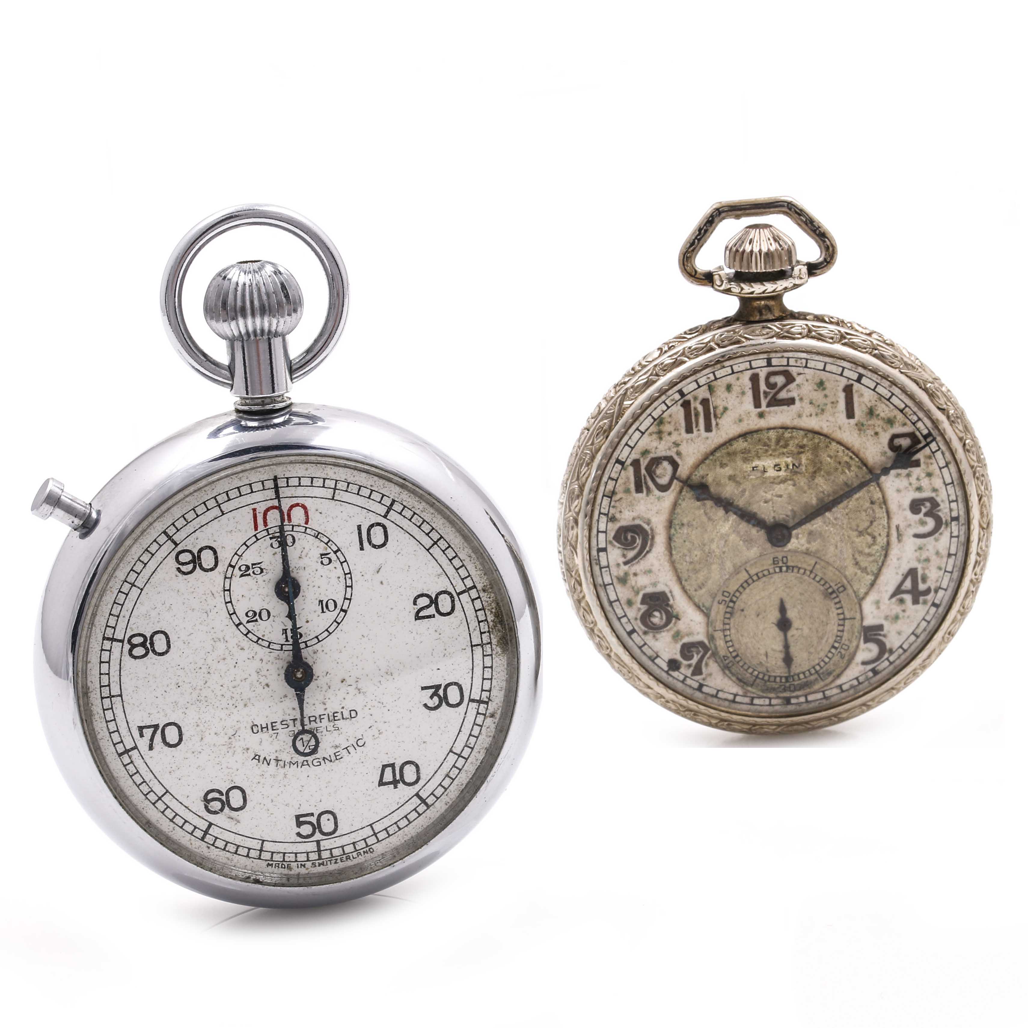 Vintage Elgin Pocket Watch and Chesterfield Stop Watch