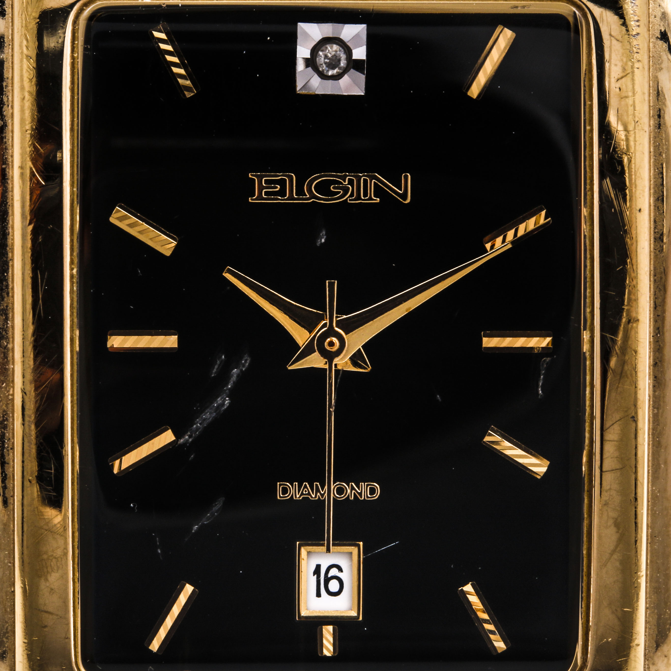 Elgin Gold Tone Diamond Watch