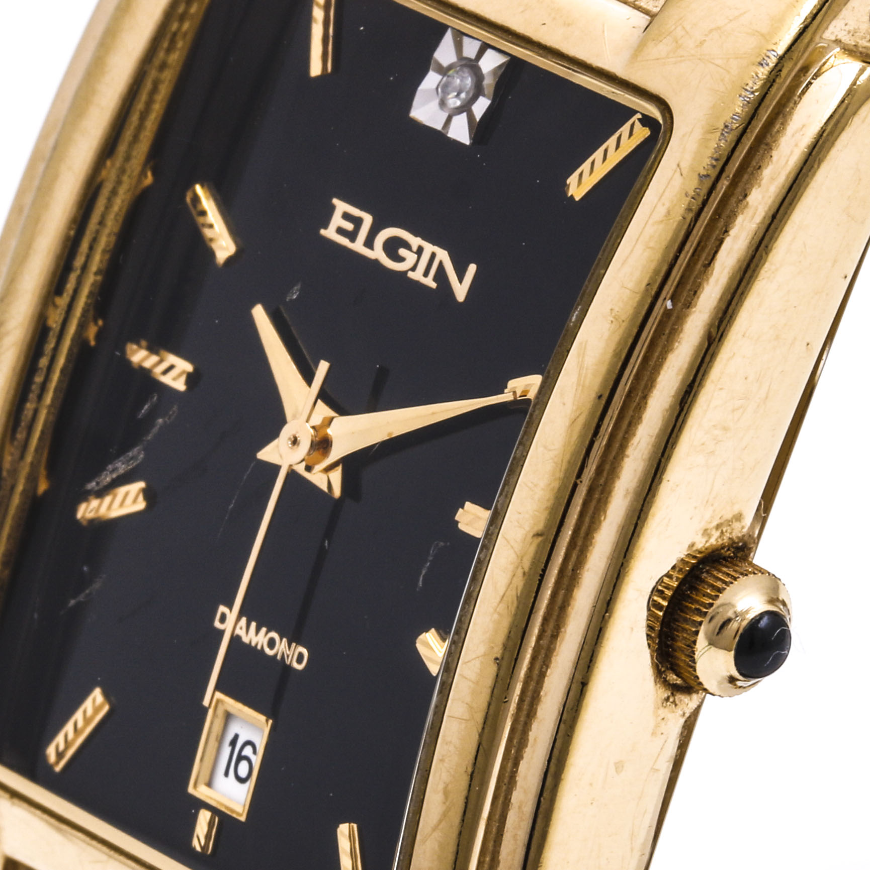 Elgin Gold Tone Diamond Watch
