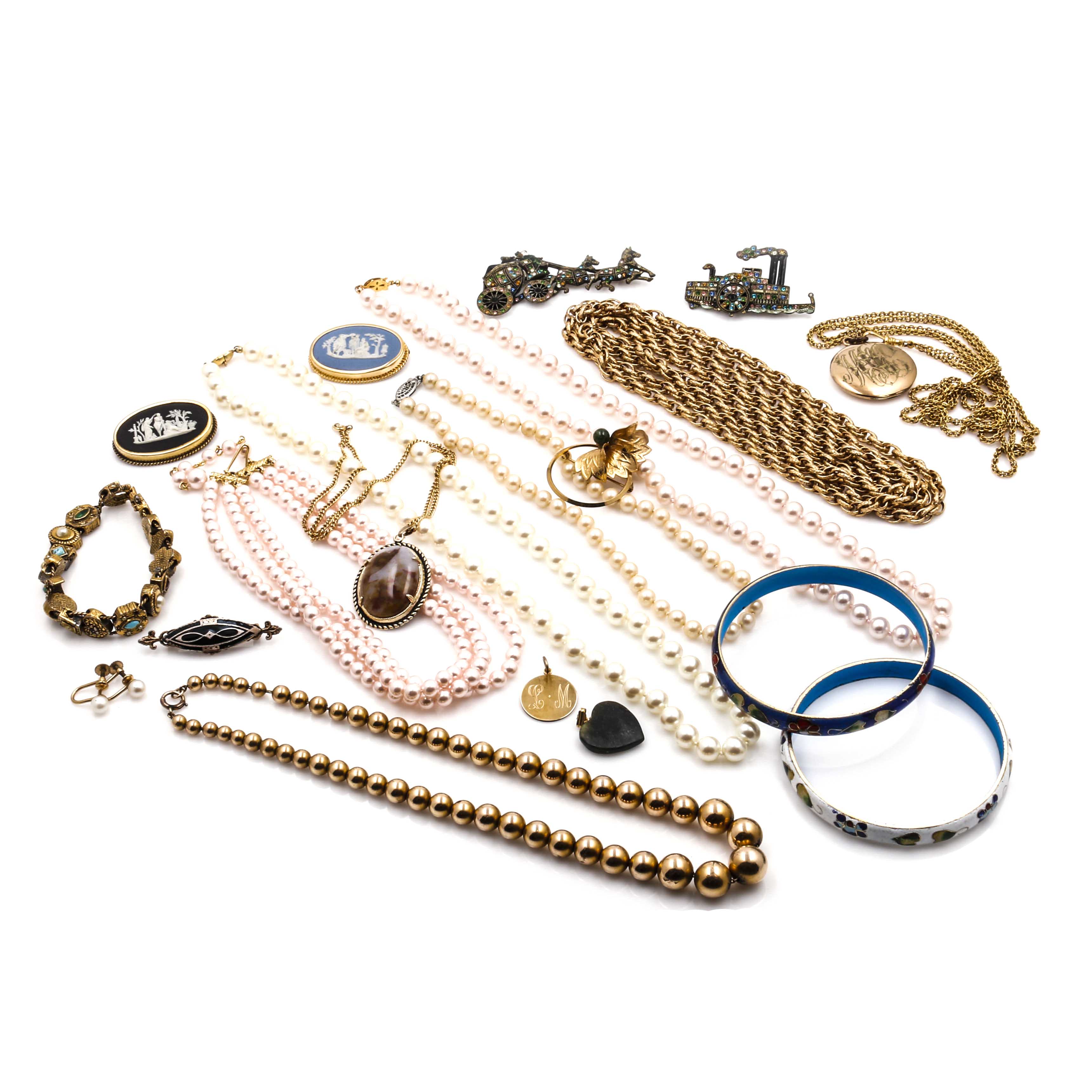Costume Jewelry Assortment Including Wedgwood