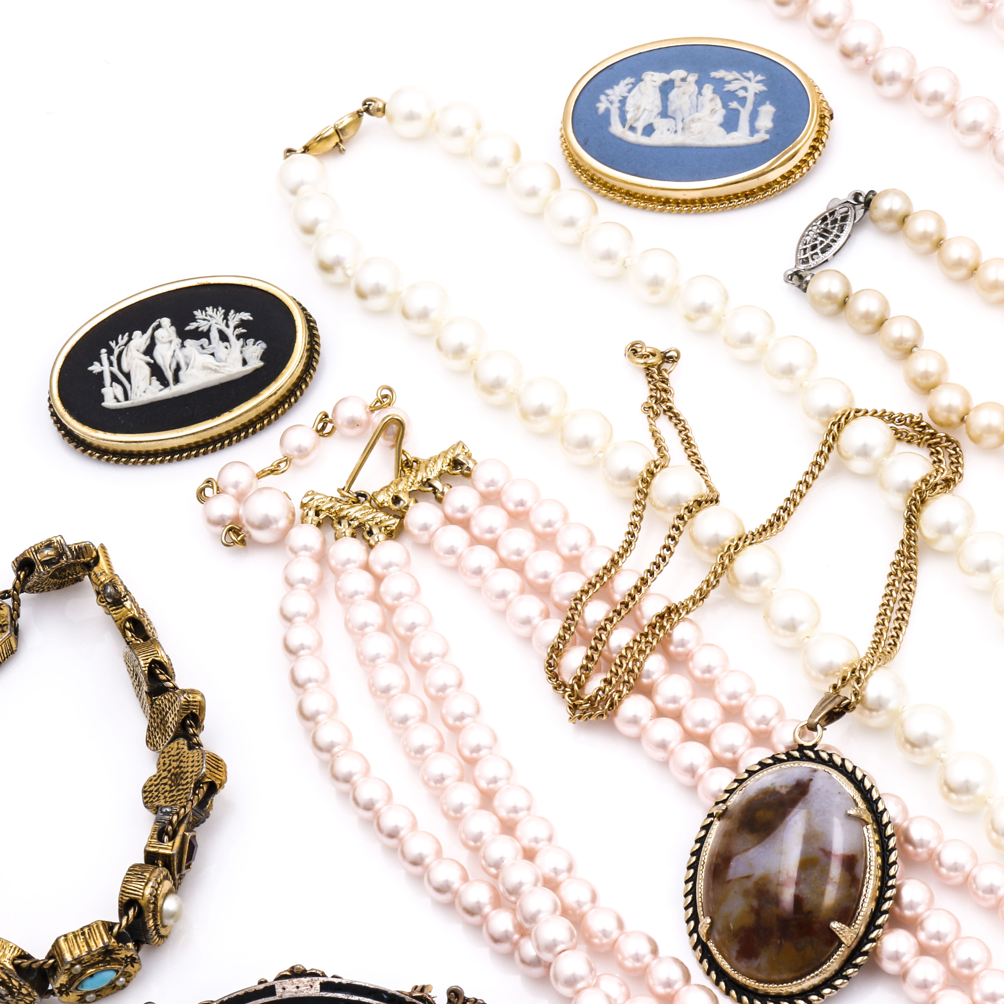 Costume Jewelry Assortment Including Wedgwood