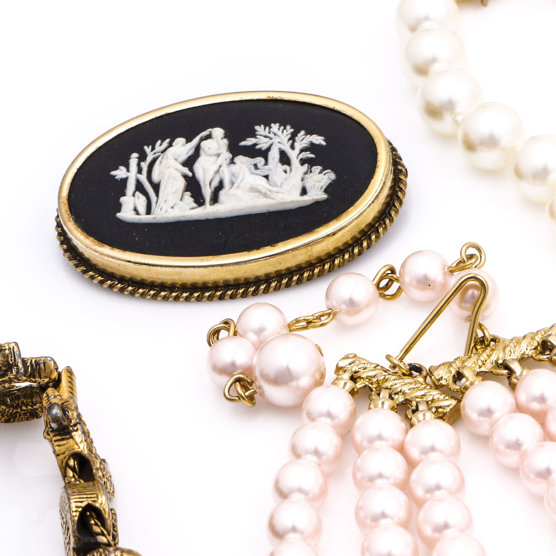 Costume Jewelry Assortment Including Wedgwood