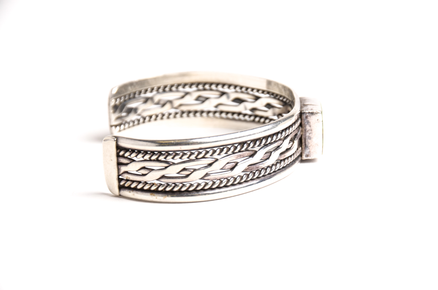 Pair of Sterling Bracelets and Floral Brooch