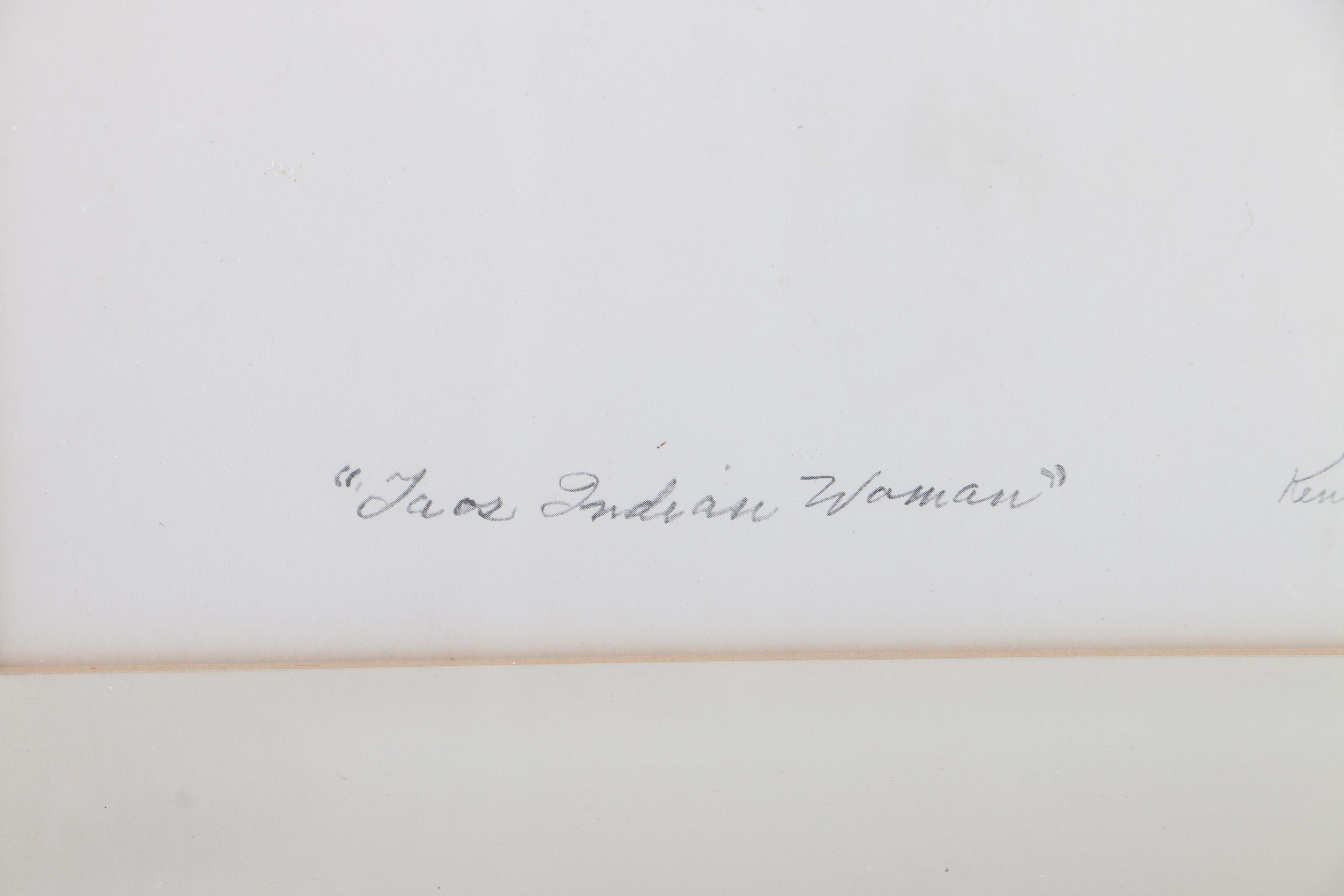 1954 Marian B. Wenzel Drawing "Seated Man" and After Kenneth Miller Adams Print