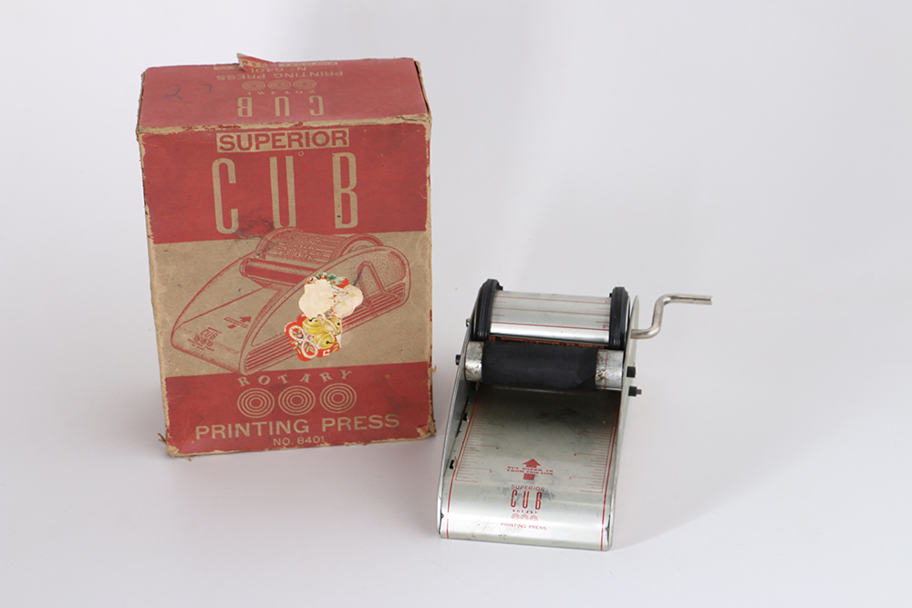 Superior Cub Rotary Printing Press  and Other Vintage Desk Accessories