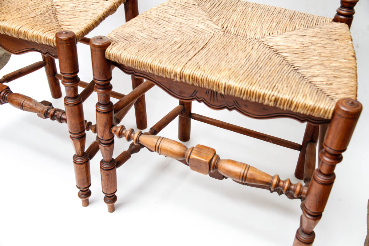 Six Queen Anne-Inspired Rush Seat Chairs