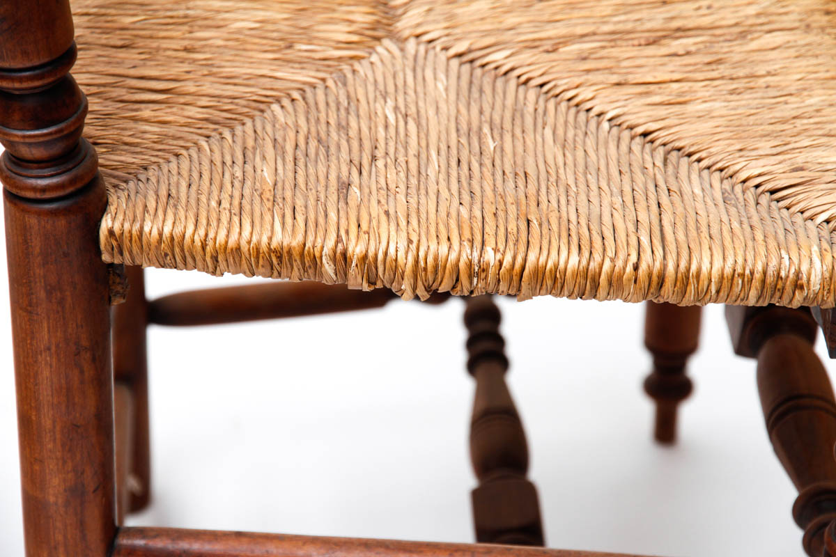 Six Queen Anne-Inspired Rush Seat Chairs