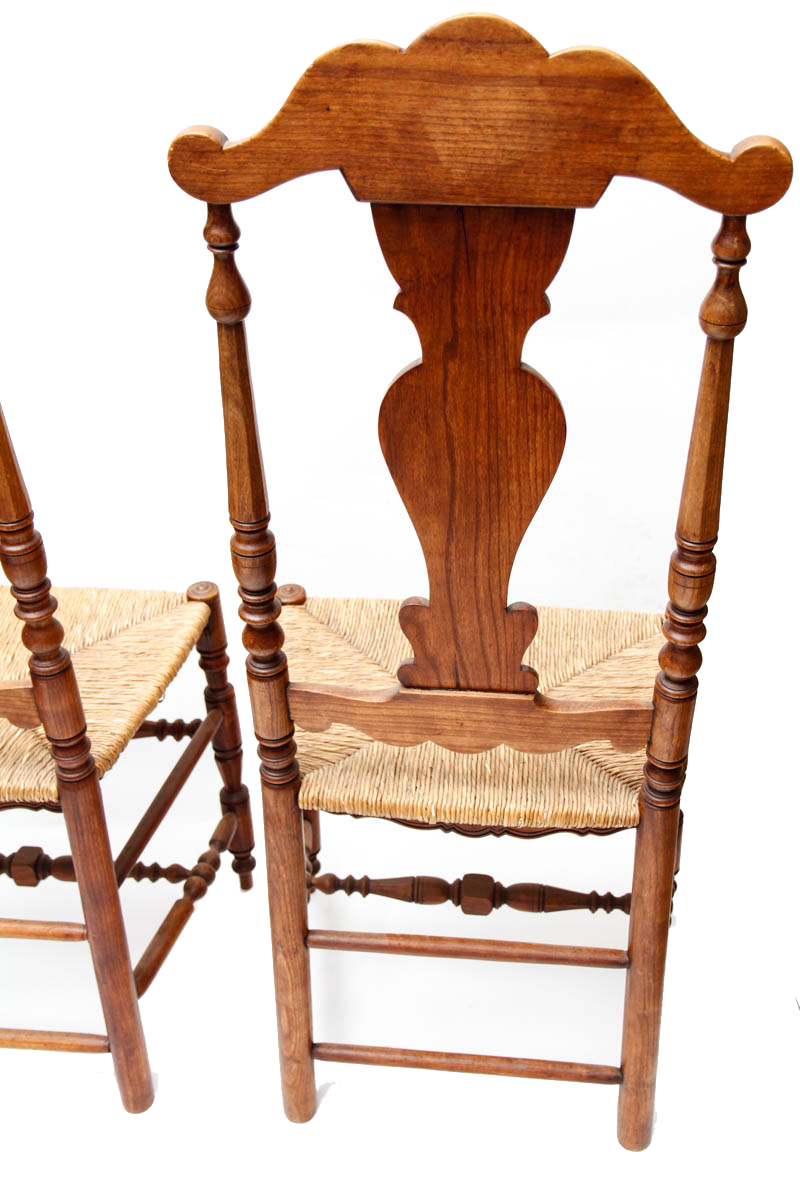 Six Queen Anne-Inspired Rush Seat Chairs