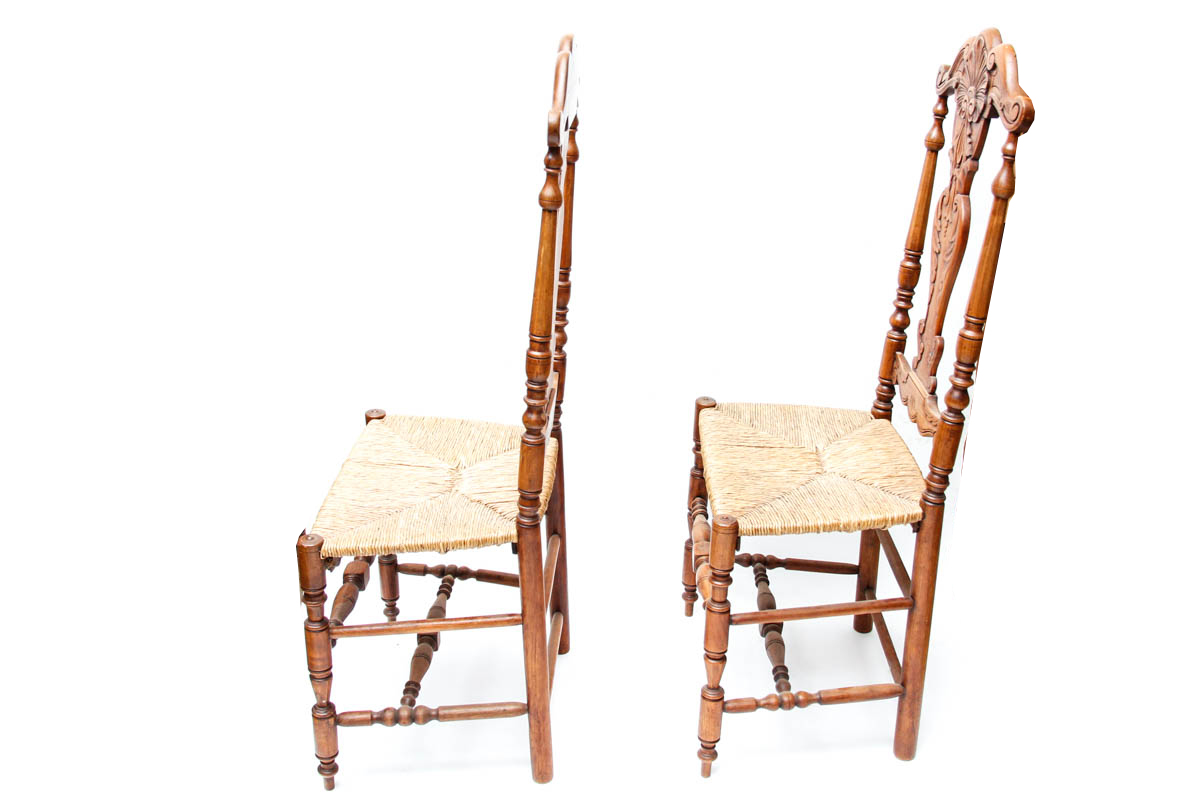 Six Queen Anne-Inspired Rush Seat Chairs