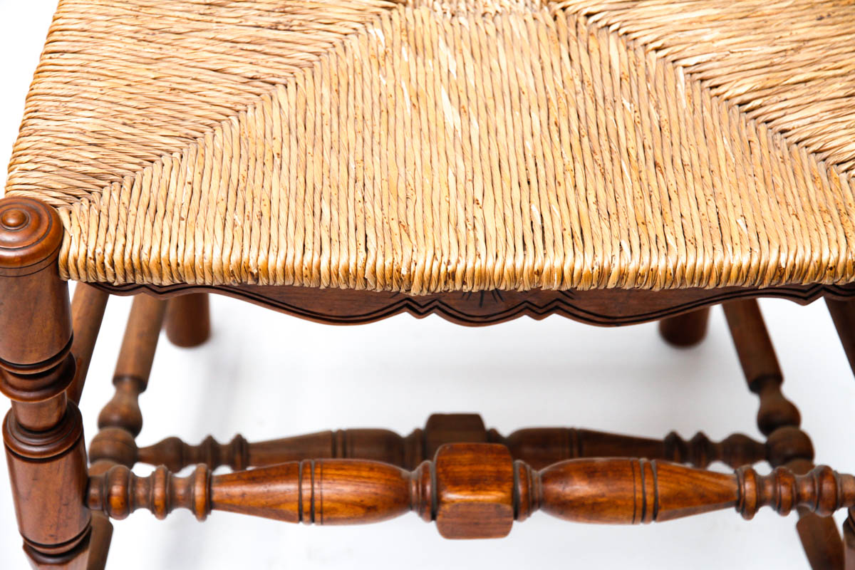 Six Queen Anne-Inspired Rush Seat Chairs