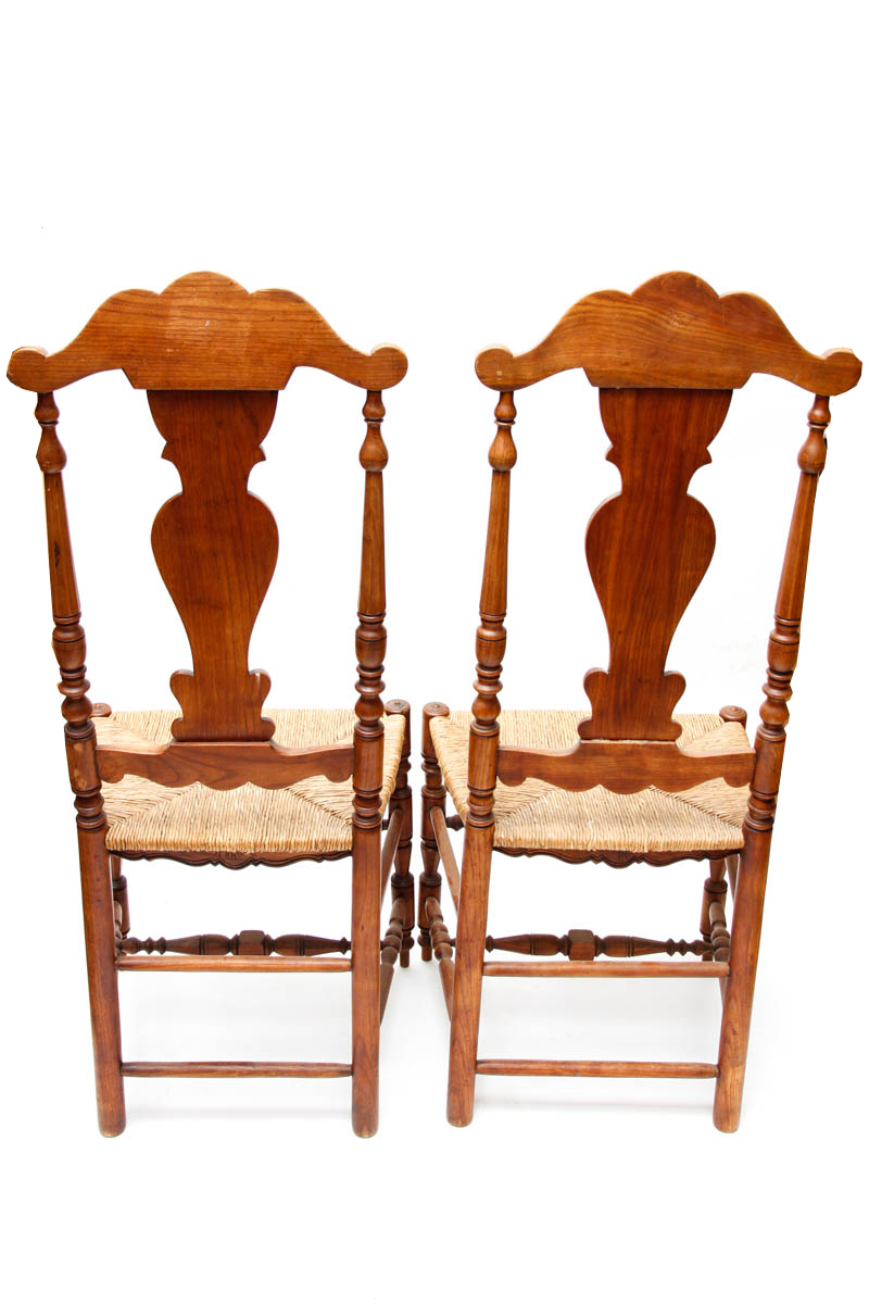 Six Queen Anne-Inspired Rush Seat Chairs